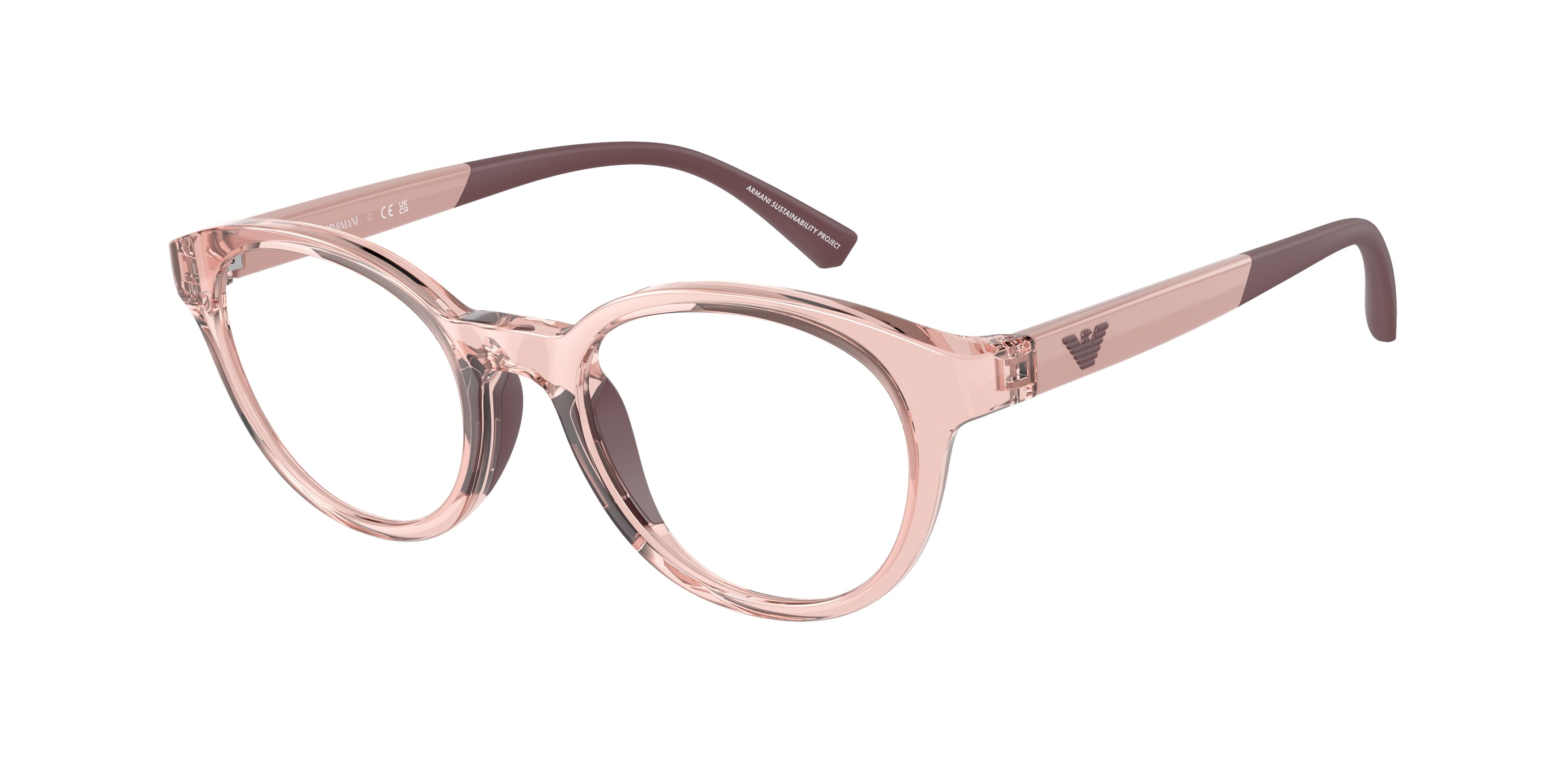 Emporio Armani Kids EK3205F Phantos Eyeglasses  5544-Shiny Transparent Pink 46-125-18 - Color Map Pink