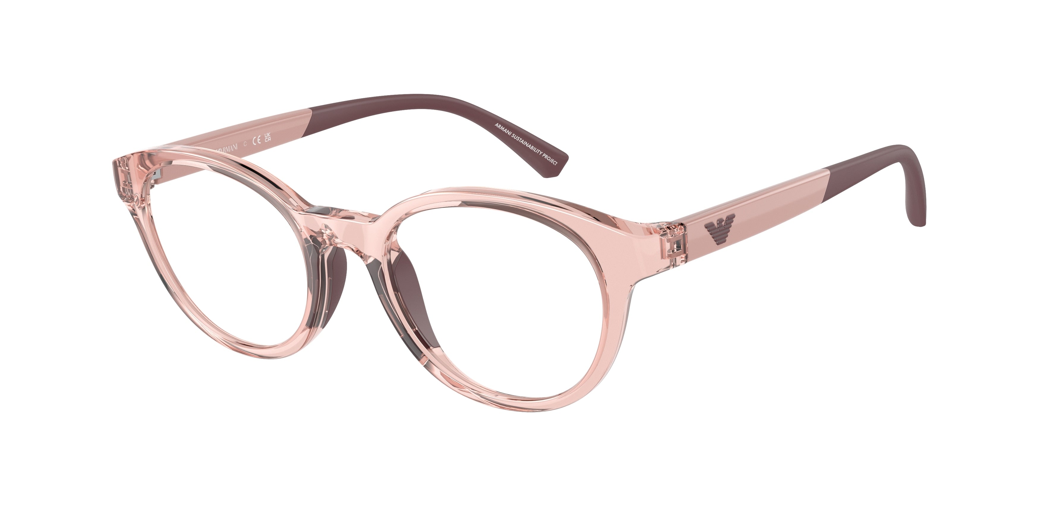 Emporio Armani Kids EK3205 Phantos Eyeglasses  5544-Shiny Transparent Pink 46-125-18 - Color Map Pink