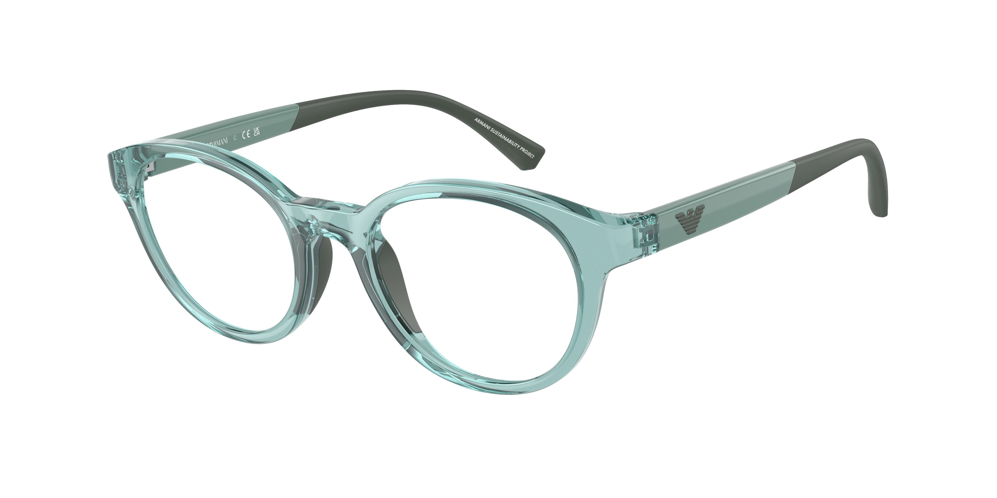 Emporio Armani Kids EK3205 Phantos Eyeglasses  5741-Shiny Transparent Light Blue 46-125-18 - Color Map Blue