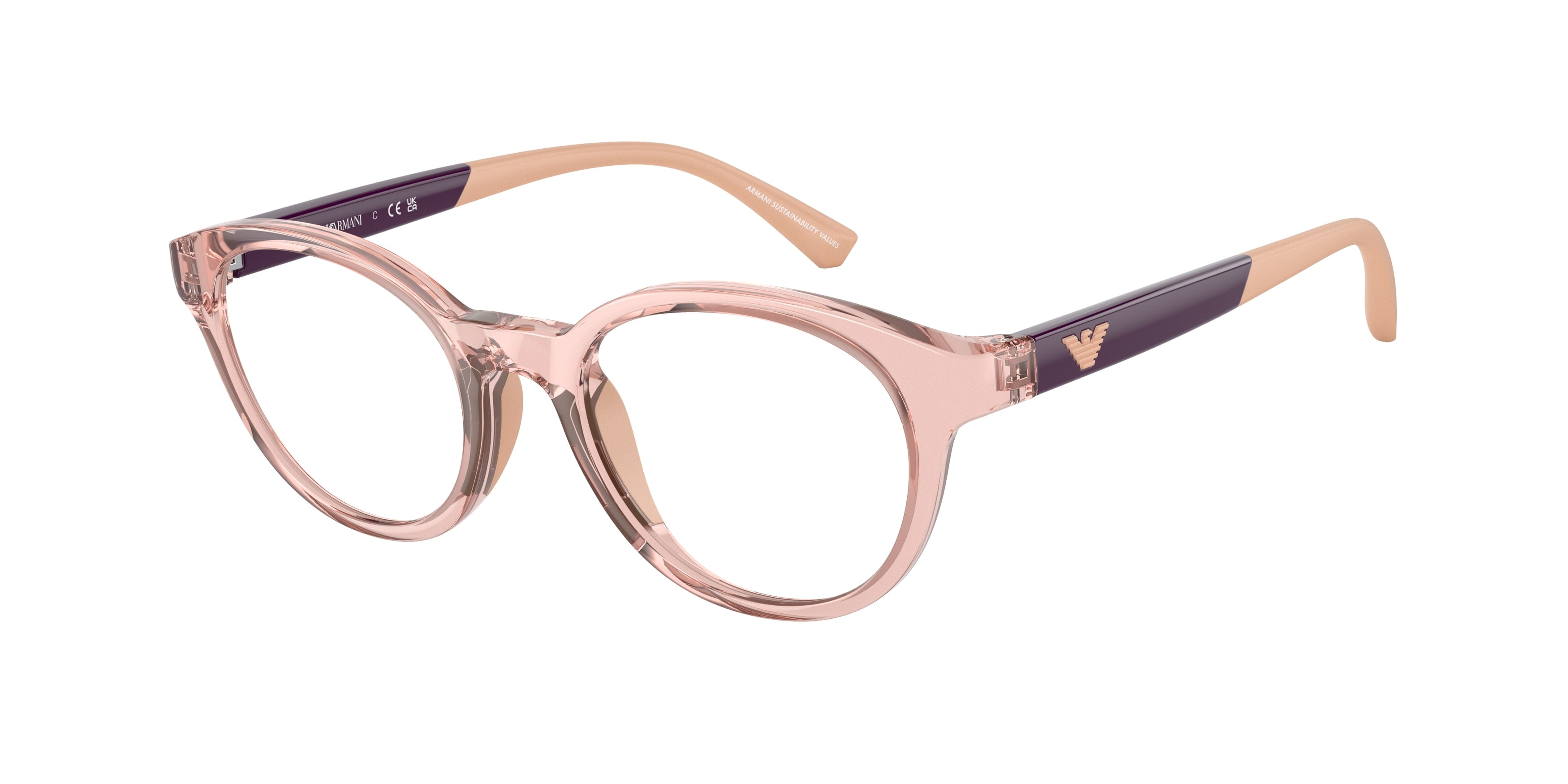 Emporio Armani Kids EK3205 Phantos Eyeglasses  5821-Transparent Pink 46-125-18 - Color Map Pink