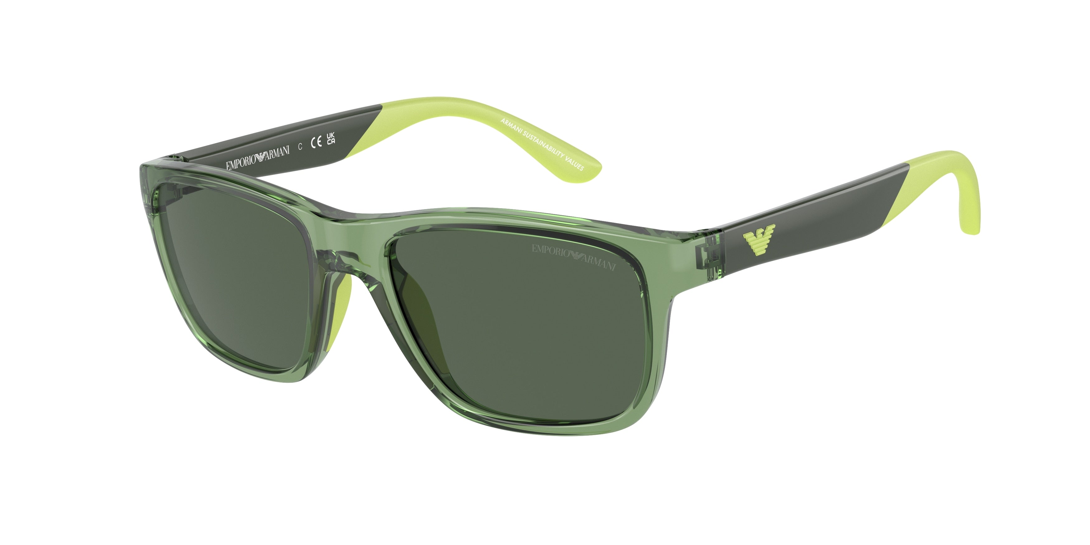 Emporio Armani Kids EK4002F Pillow Sunglasses  535971-Shiny Transparent Green 48-125-16 - Color Map Green