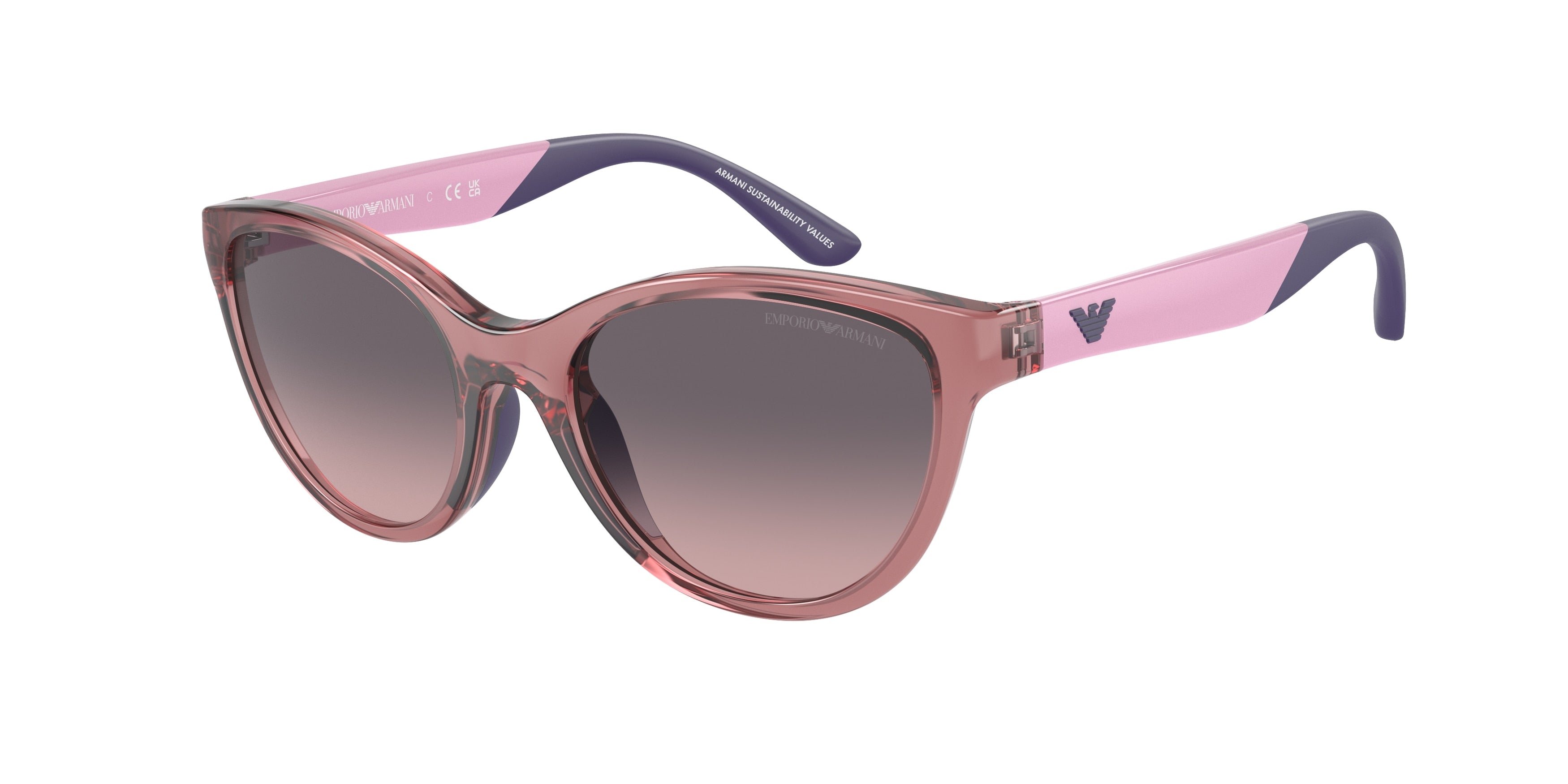 Emporio Armani Kids EK4003F Cat Eye Sunglasses  537646-Shiny Transparent Lilac 48-125-17 - Color Map Violet