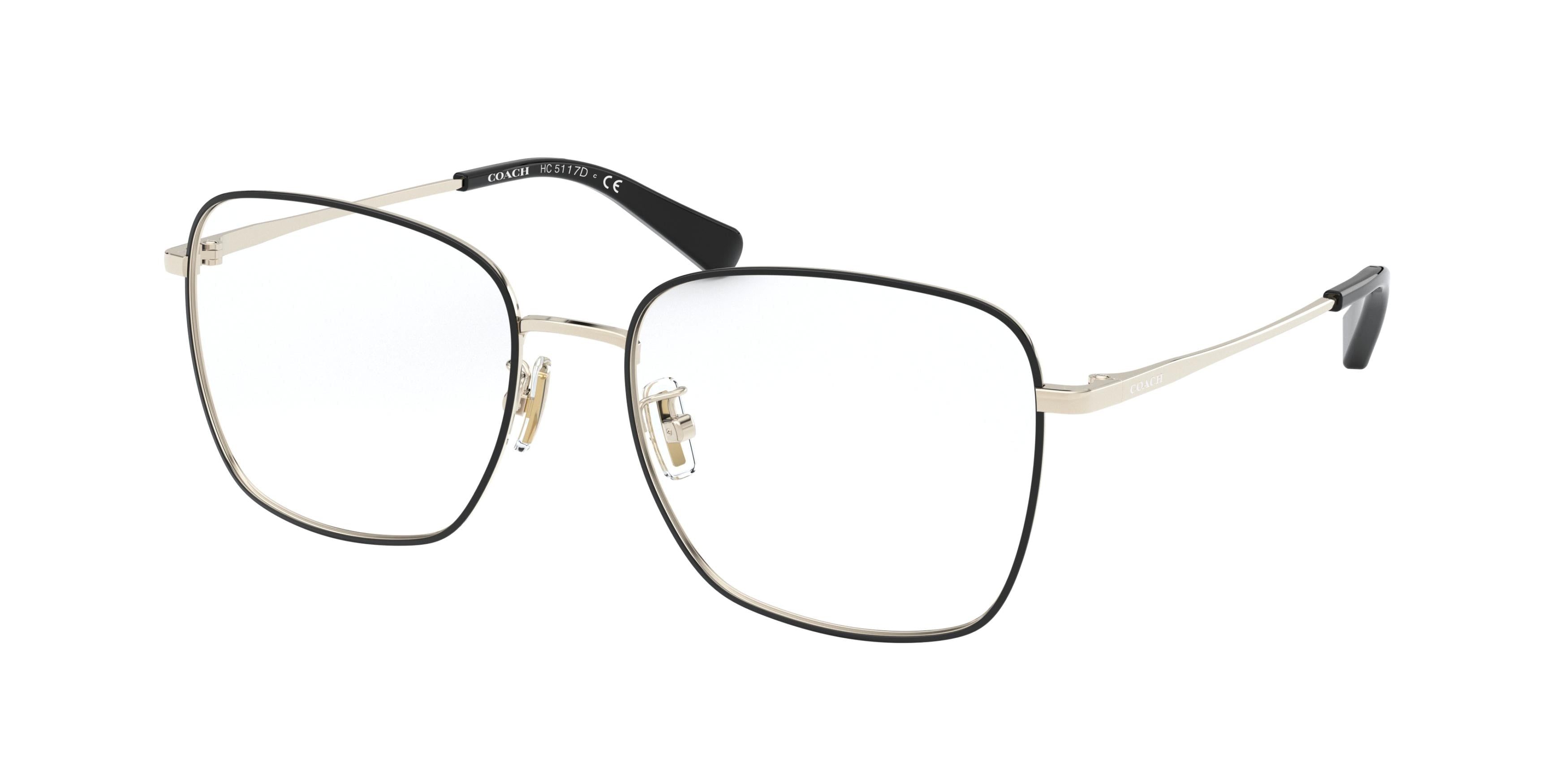 Coach HC5117D Rectangle Eyeglasses  9346-Black / Light Gold 55-140-17 - Color Map Black