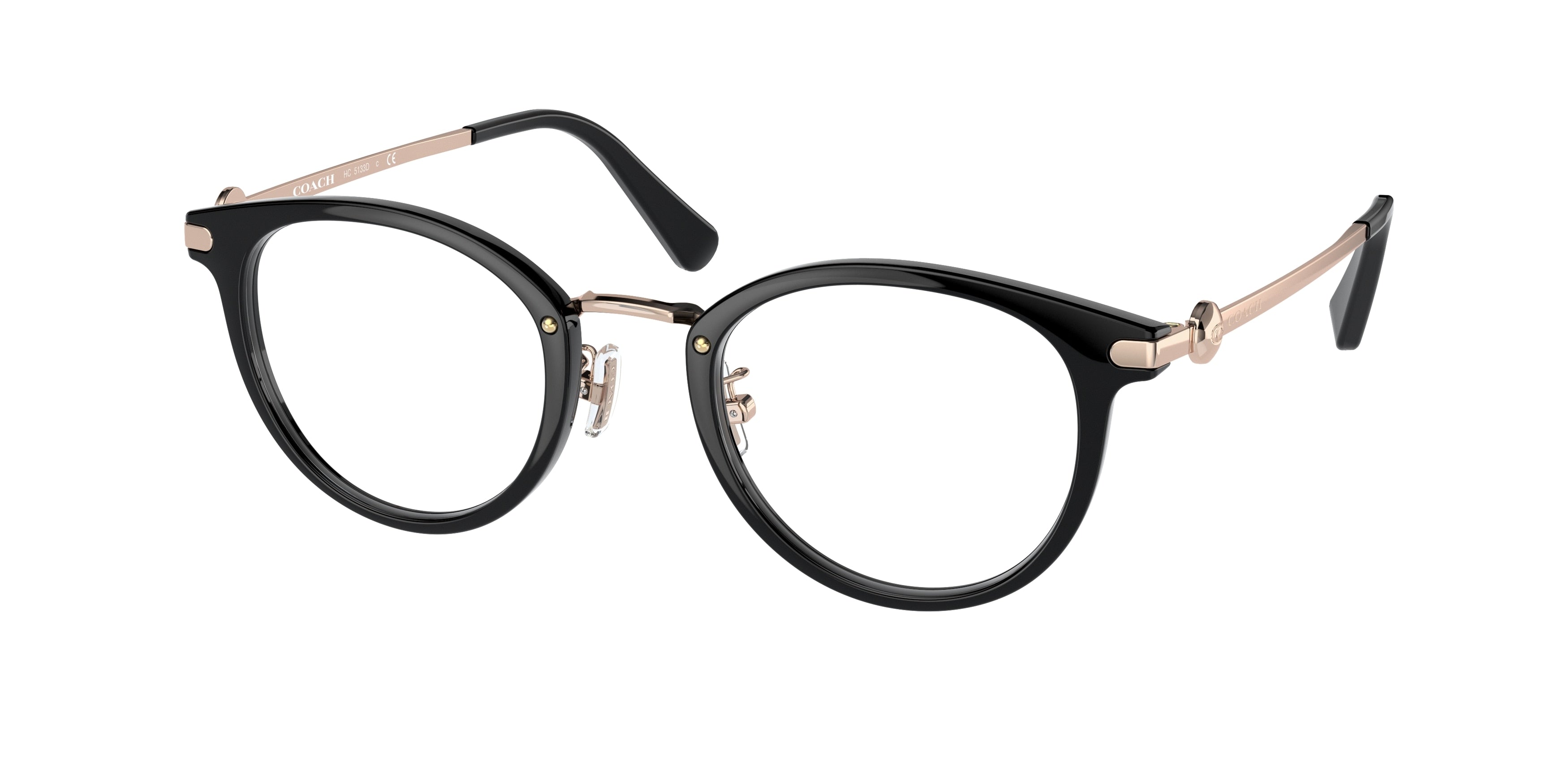 Coach HC5133D Round Eyeglasses  5002-Black 49-145-23 - Color Map Black