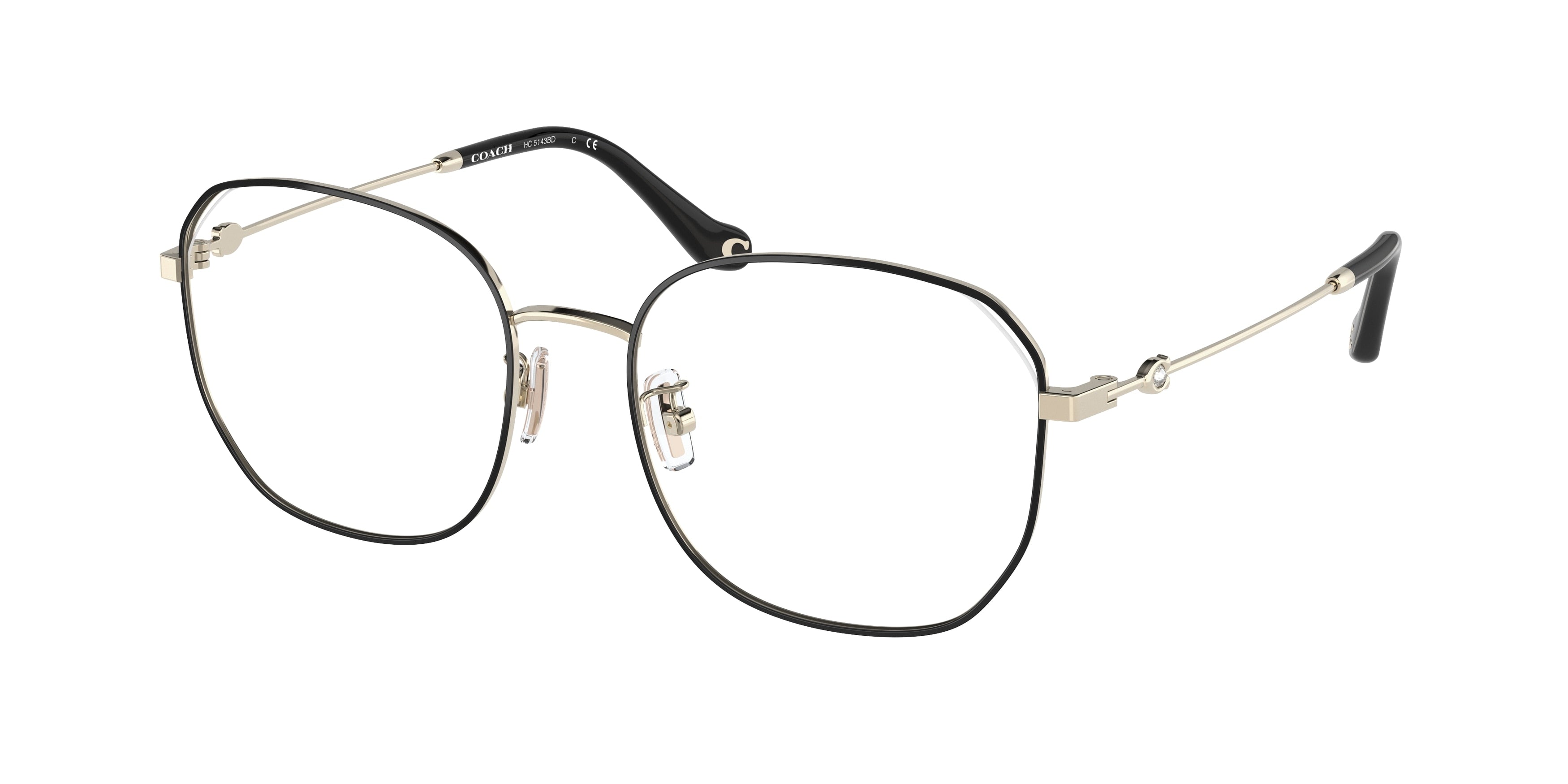 Coach HC5143BD Irregular Eyeglasses  9346-Light Gold/Black 55-145-18 - Color Map Gold