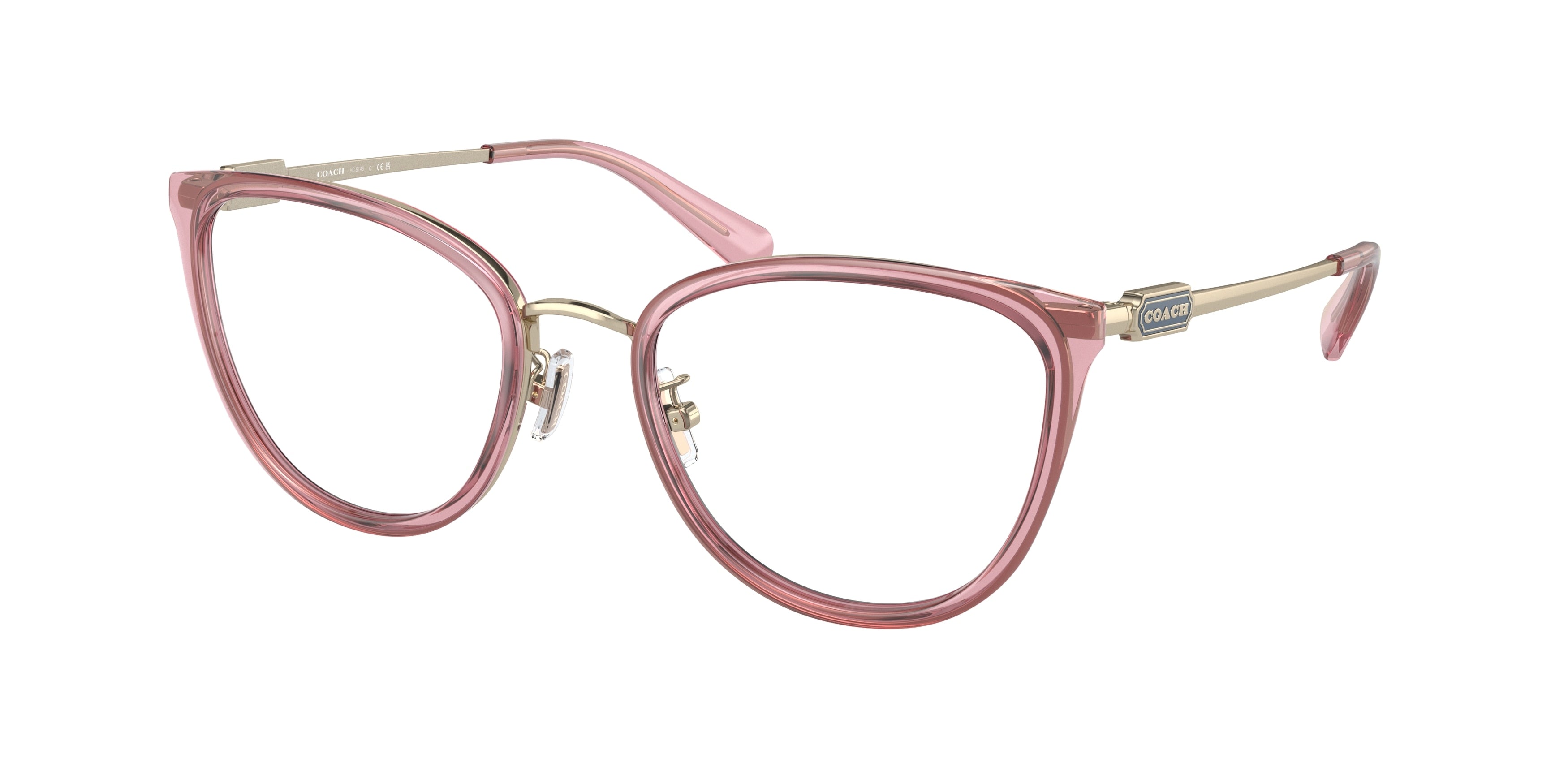 Coach HC5146 Cat Eye Eyeglasses  9416-Transparent Pink 52-140-20 - Color Map Pink