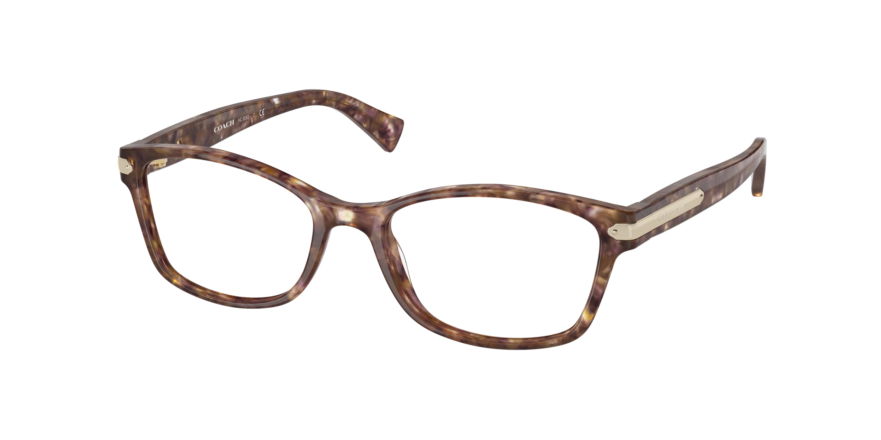 Coach HC6065 Rectangle Eyeglasses  5287-Light Brown Confetti Tortoise 53-140-17 - Color Map Brown