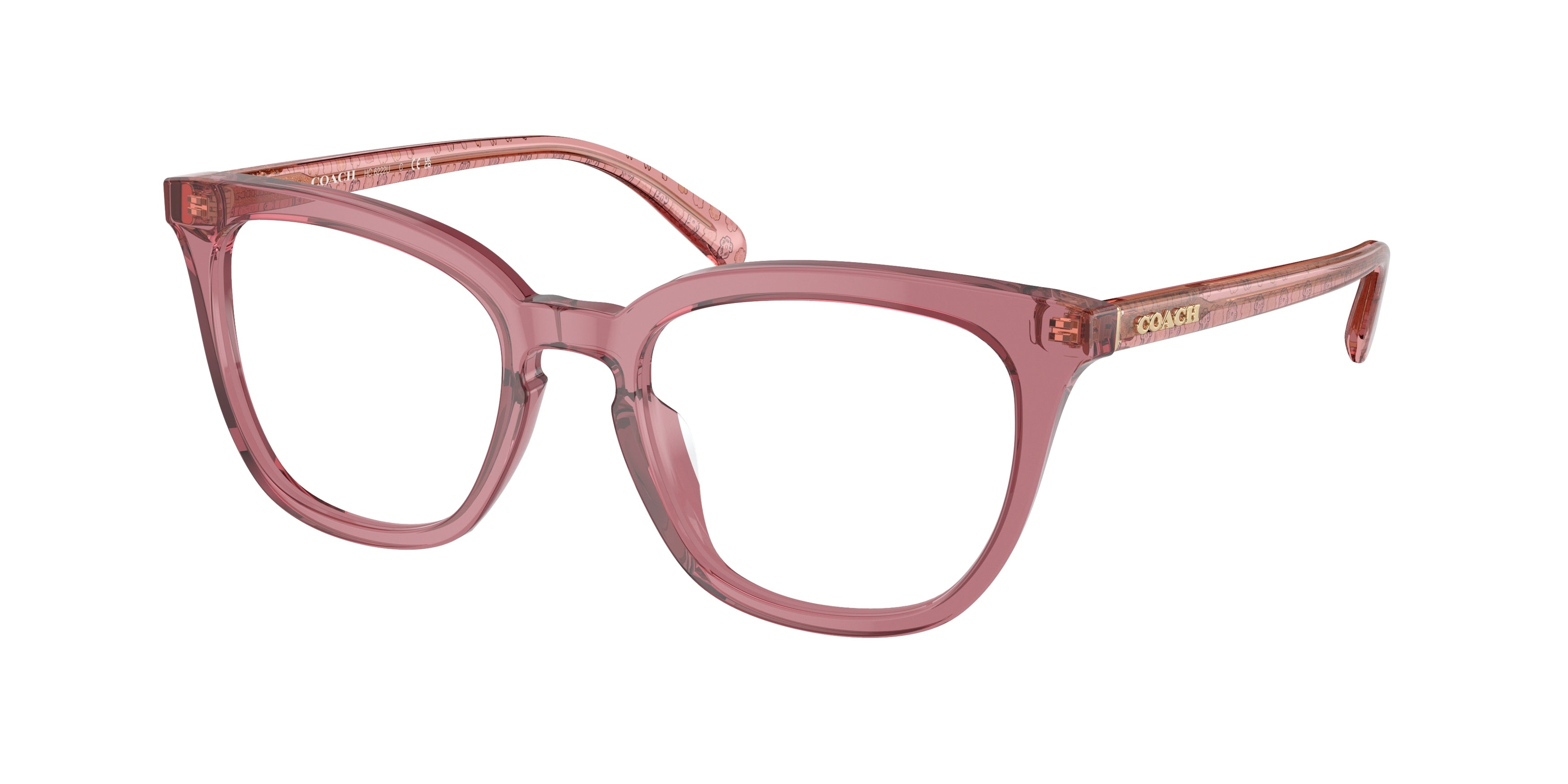 Coach HC6222U Square Eyeglasses  5800-Transparent Berry 51-145-19 - Color Map Red