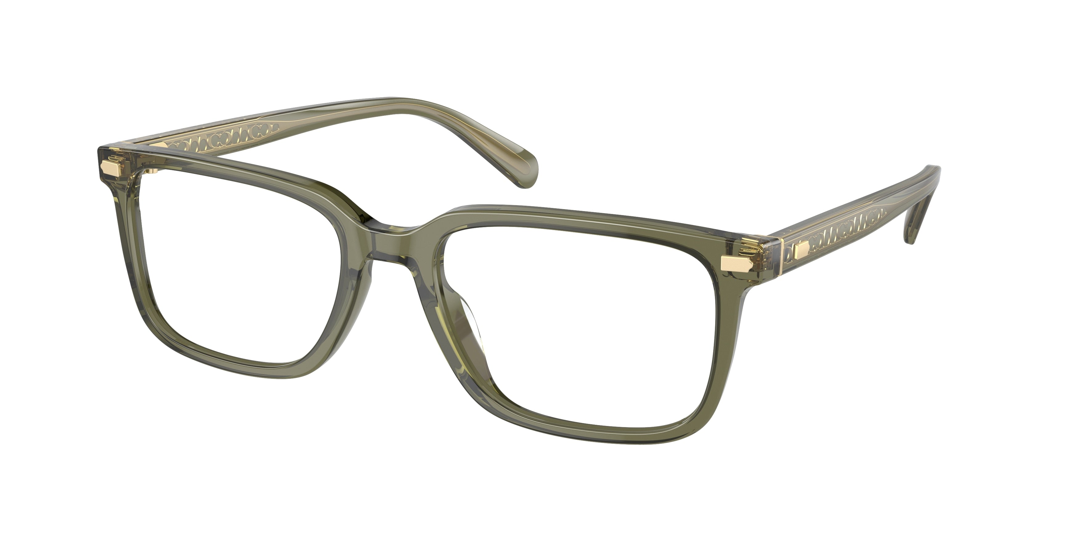 Coach HC6239U Square Eyeglasses  5818-Transparent Olive 55-145-19 - Color Map Green