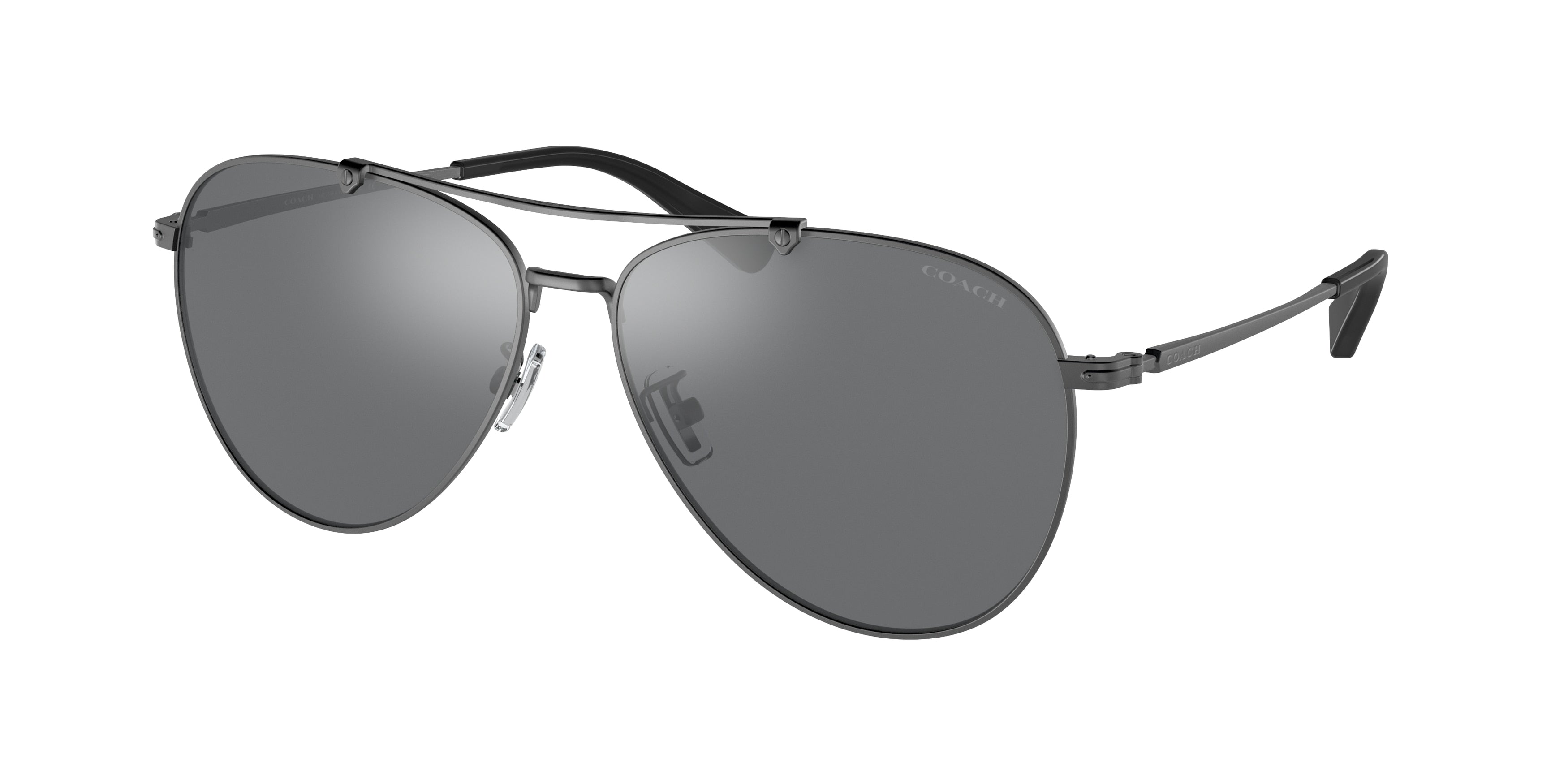 Coach C8005 HC7136 Pilot Sunglasses  93926G-Satin Gunmetal 60-145-14 - Color Map Grey