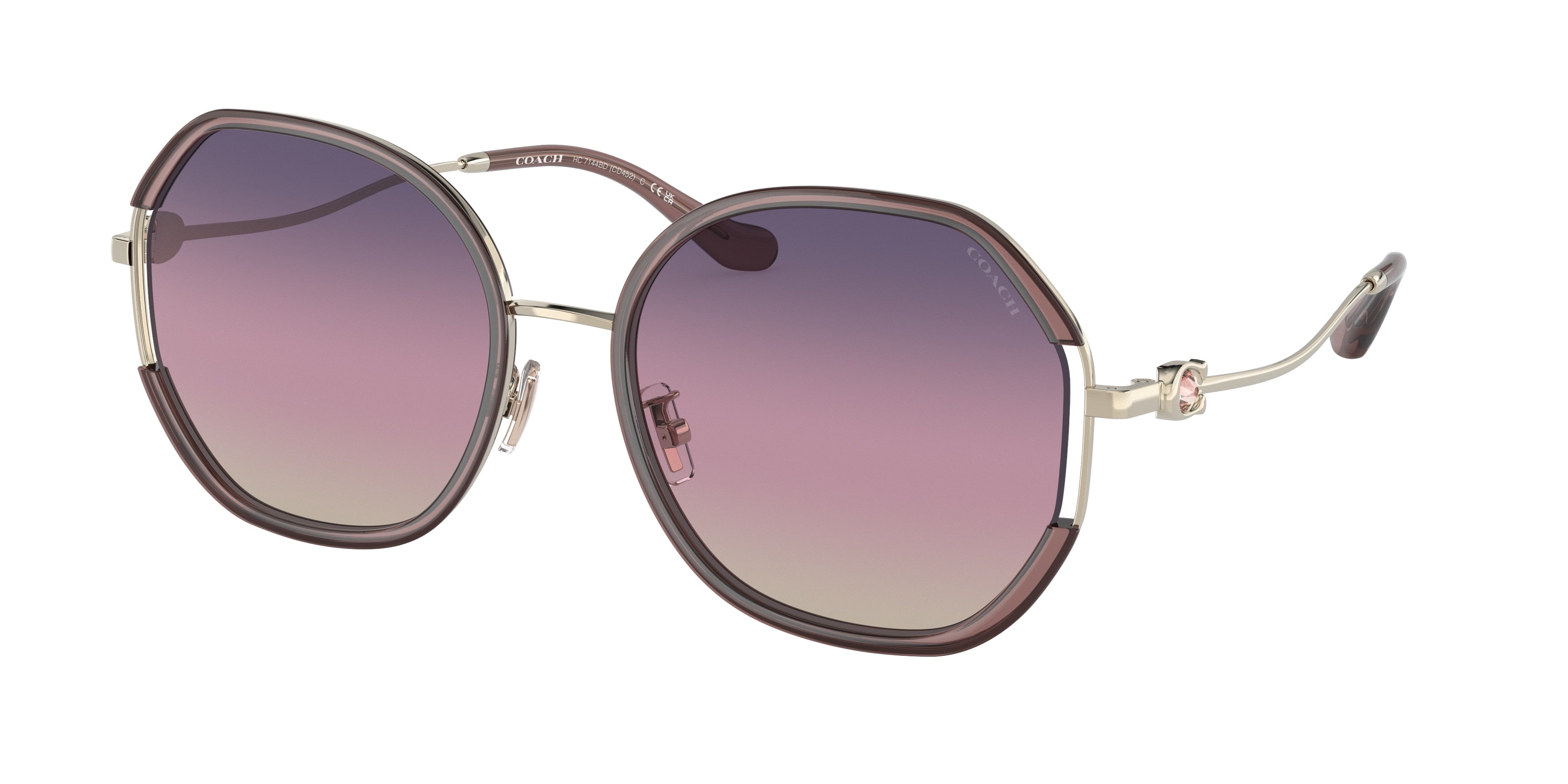 Coach CD452 HC7144BD Irregular Sunglasses  9413U6-Light Gold/Pink 59-150-19 - Color Map Gold