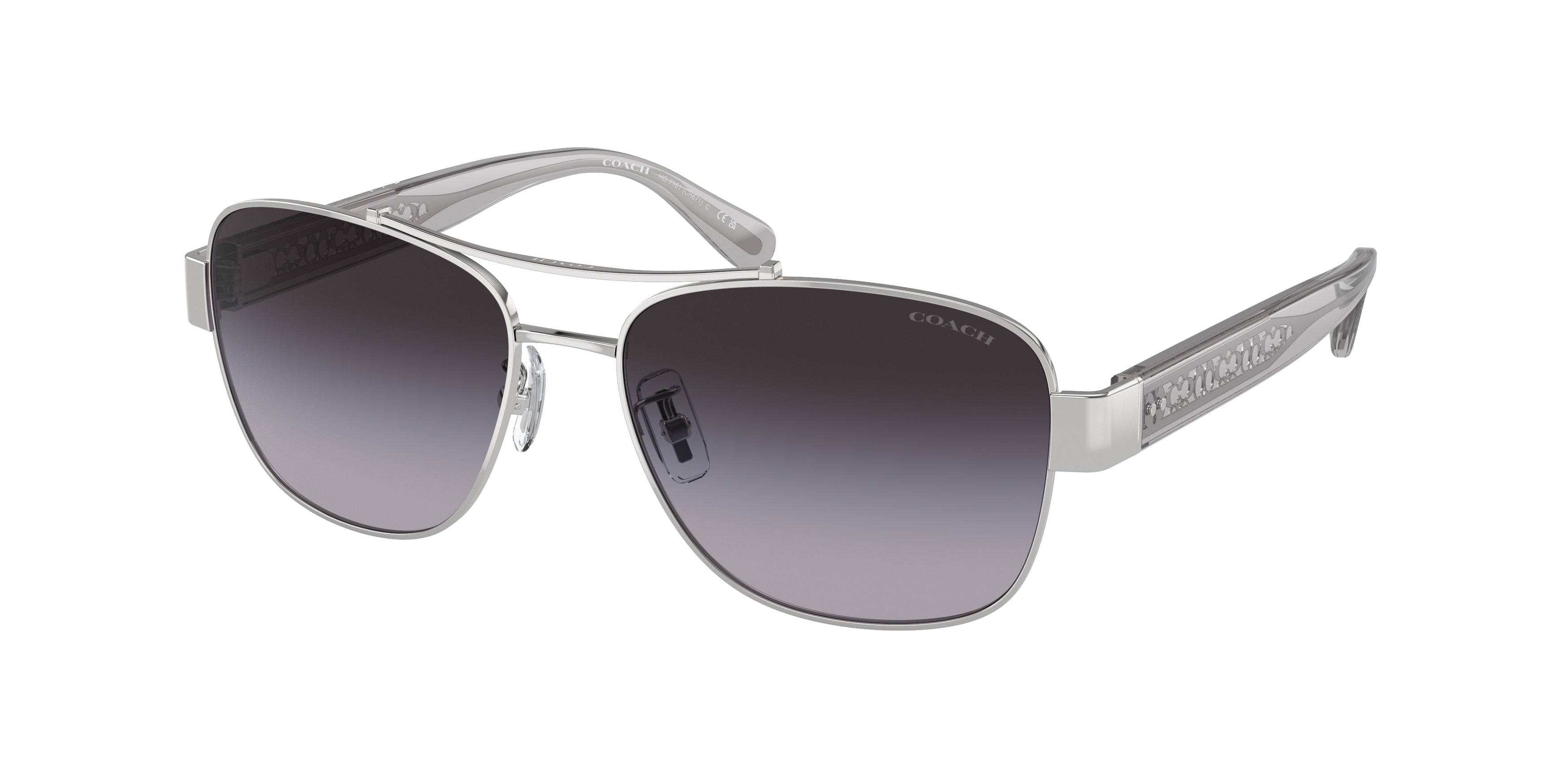 Coach CR617 HC7161 Pilot Sunglasses  90018G-Shiny Silver 56-140-16 - Color Map Silver