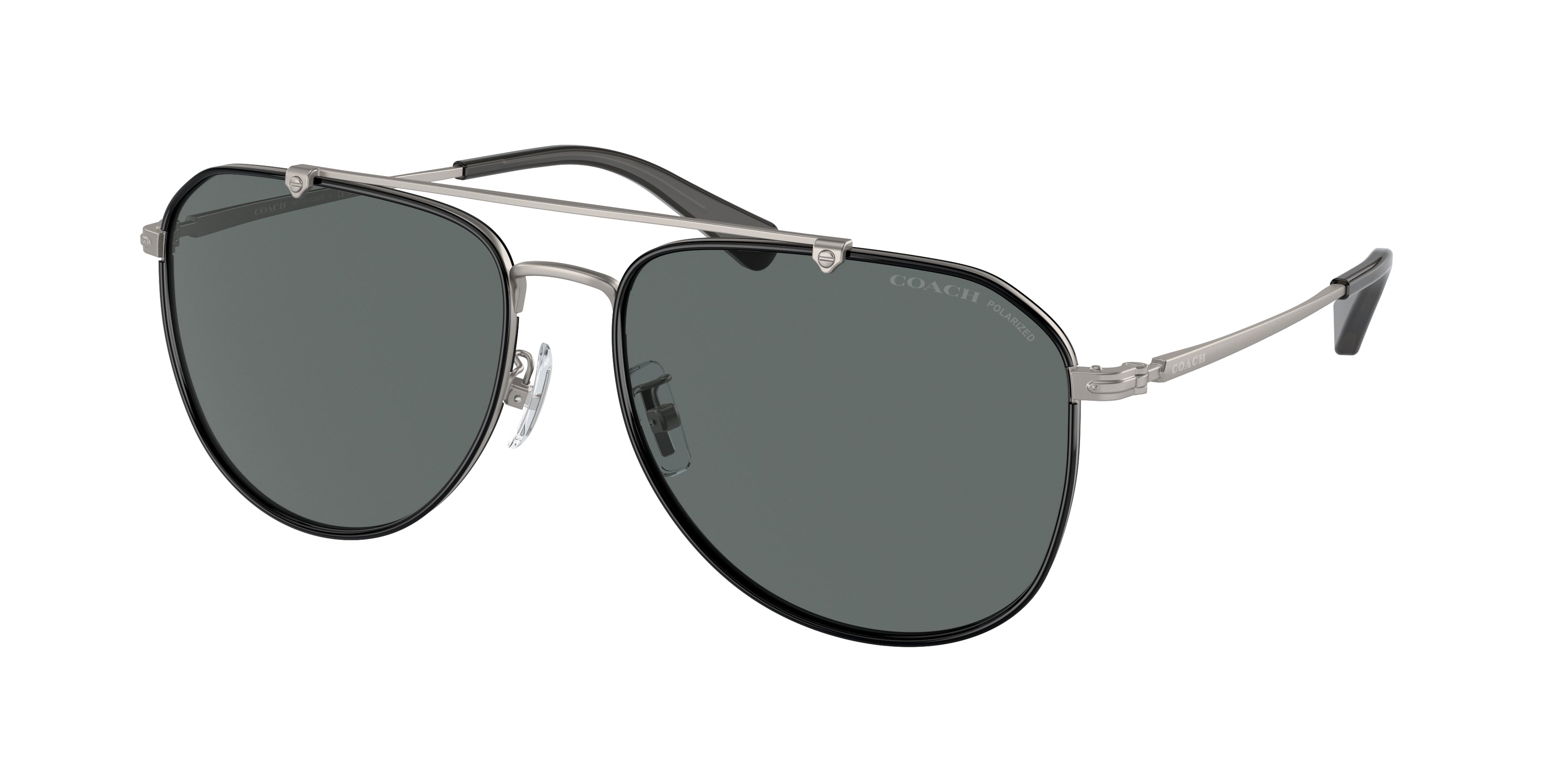 Coach CR626 HC7164 Pilot Sunglasses  936881-Satin Gunmetal/Black 59-150-17 - Color Map Grey