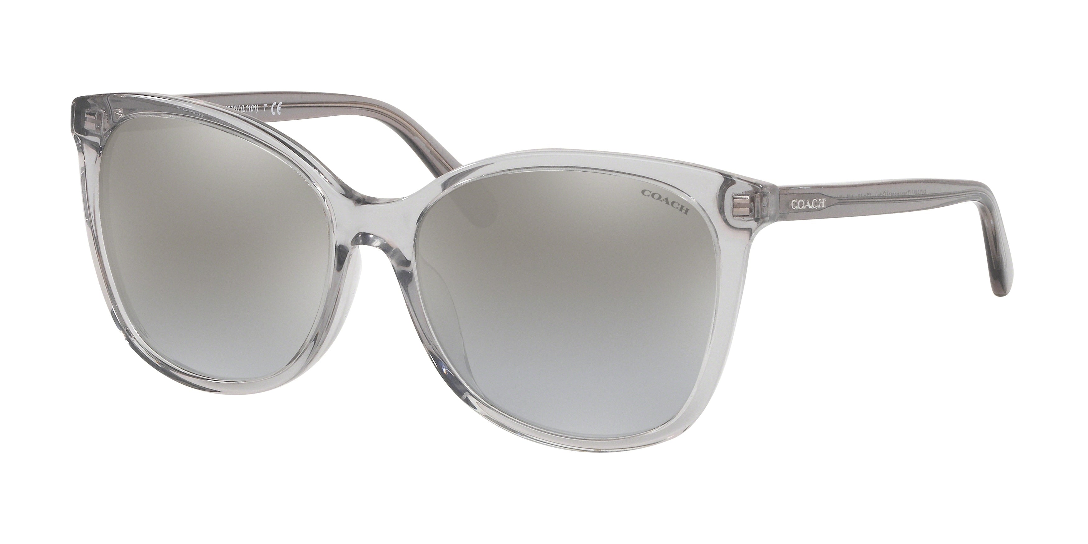 Coach L1101 HC8271U Square Sunglasses  51766V-Transparent Grey 57-140-16 - Color Map Grey