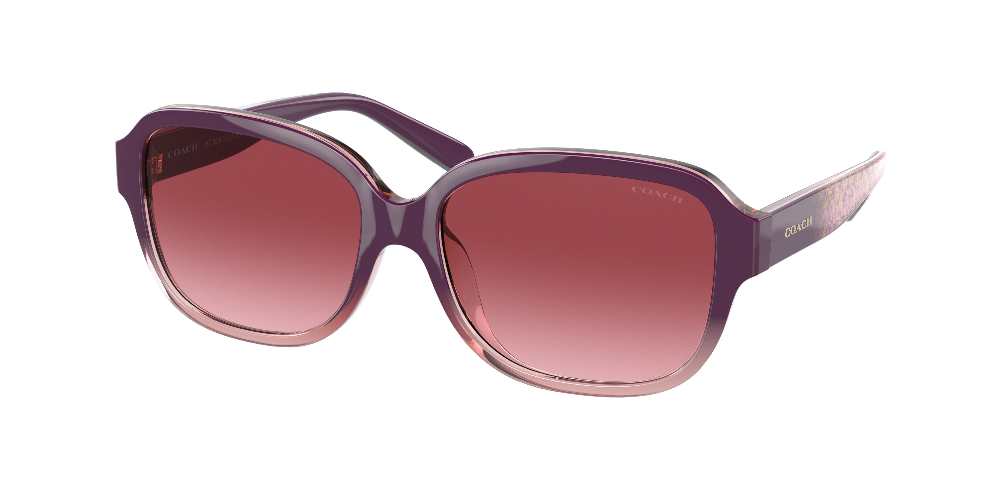 Coach L1153 HC8298U Rectangle Sunglasses  56228H-Transparent Rose 57-140-16 - Color Map Pink