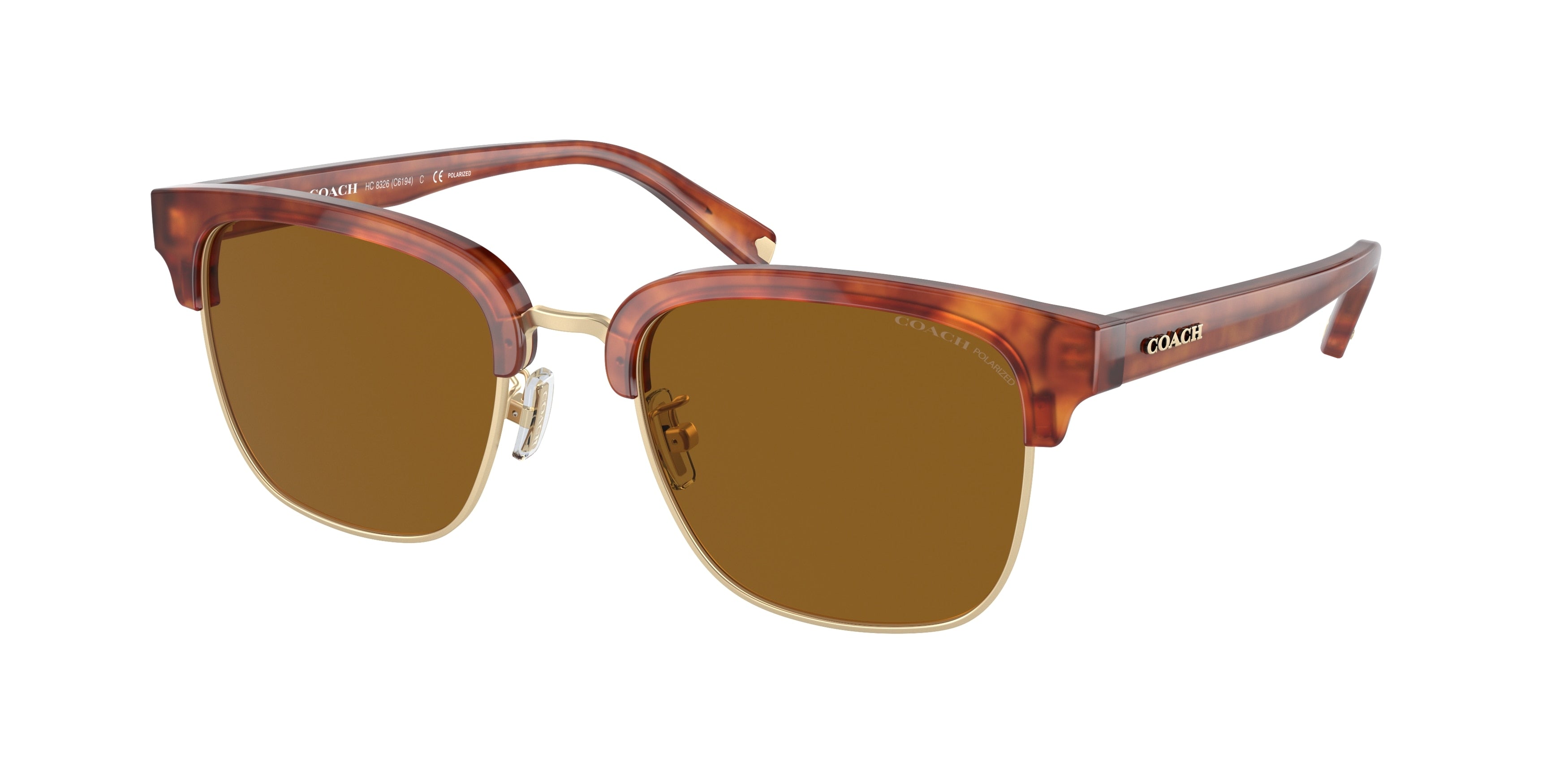 Coach C6194 HC8326 Square Sunglasses  577483-Caramel Tortoise/Light Gold 52-145-20 - Color Map Yellow