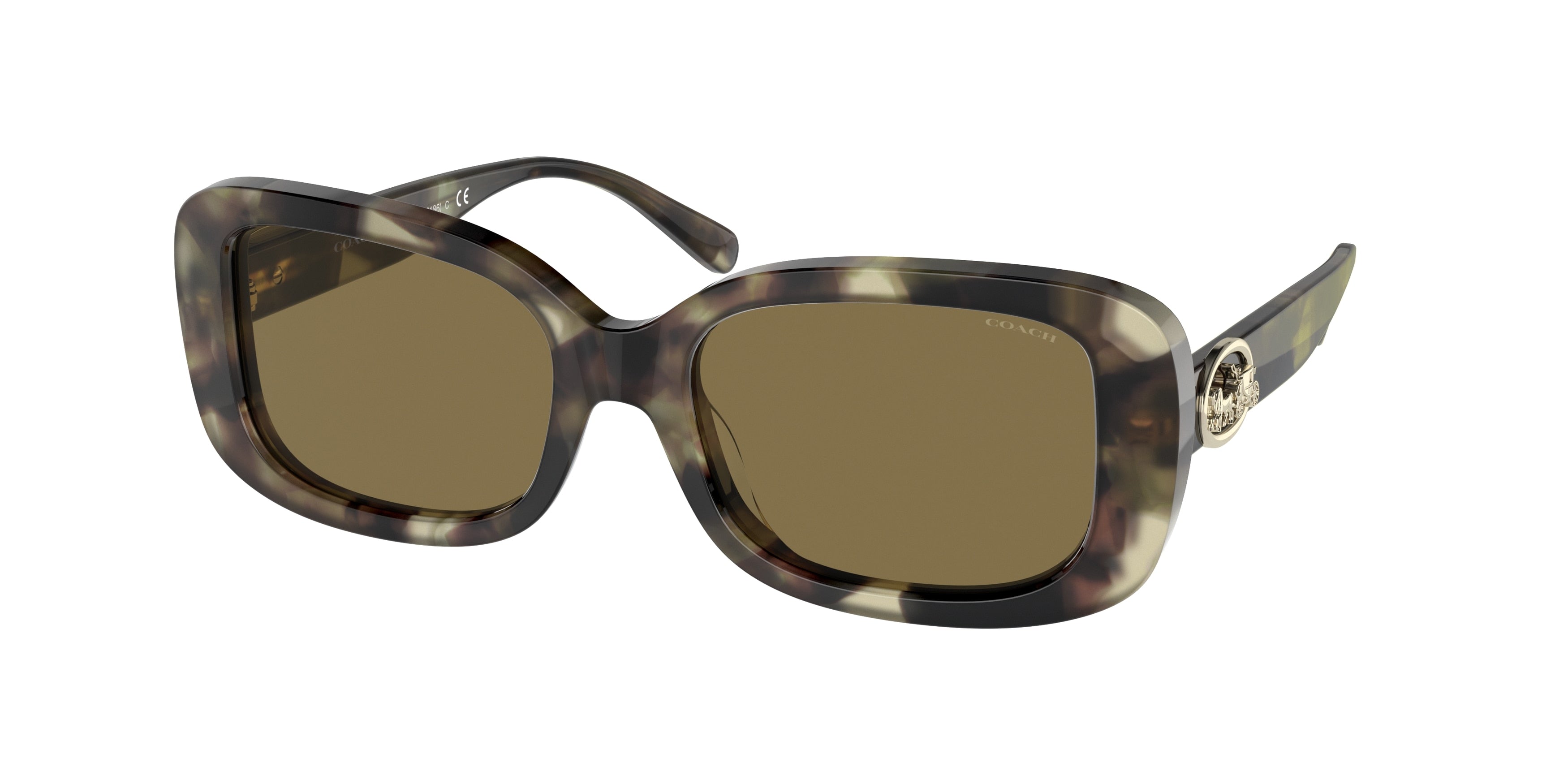 Coach C6187 HC8330F Rectangle Sunglasses  559273-Milky Moss Green Tortoise 56-140-18 - Color Map Green