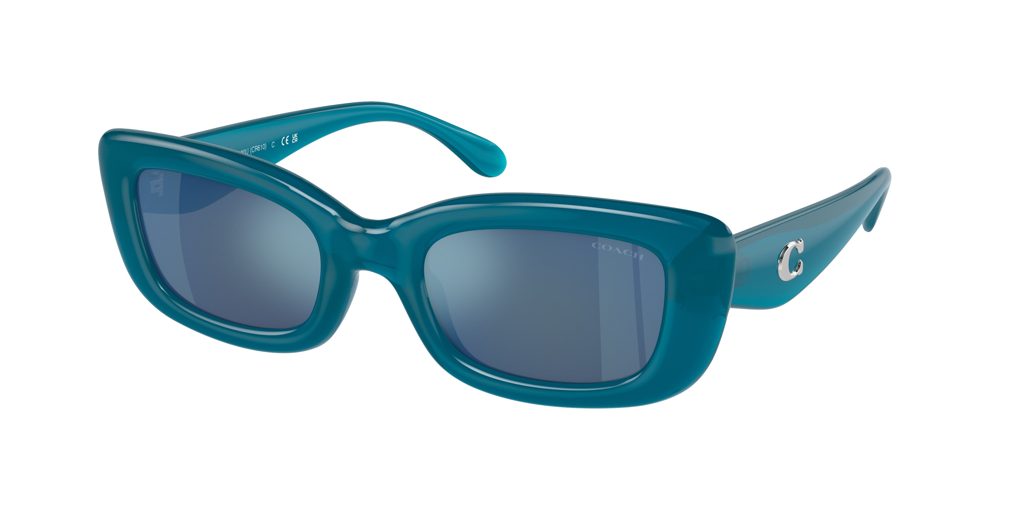 Coach CR610 HC8390U Rectangle Sunglasses  580655-Milky Ocean Blue 51-140-22 - Color Map Blue