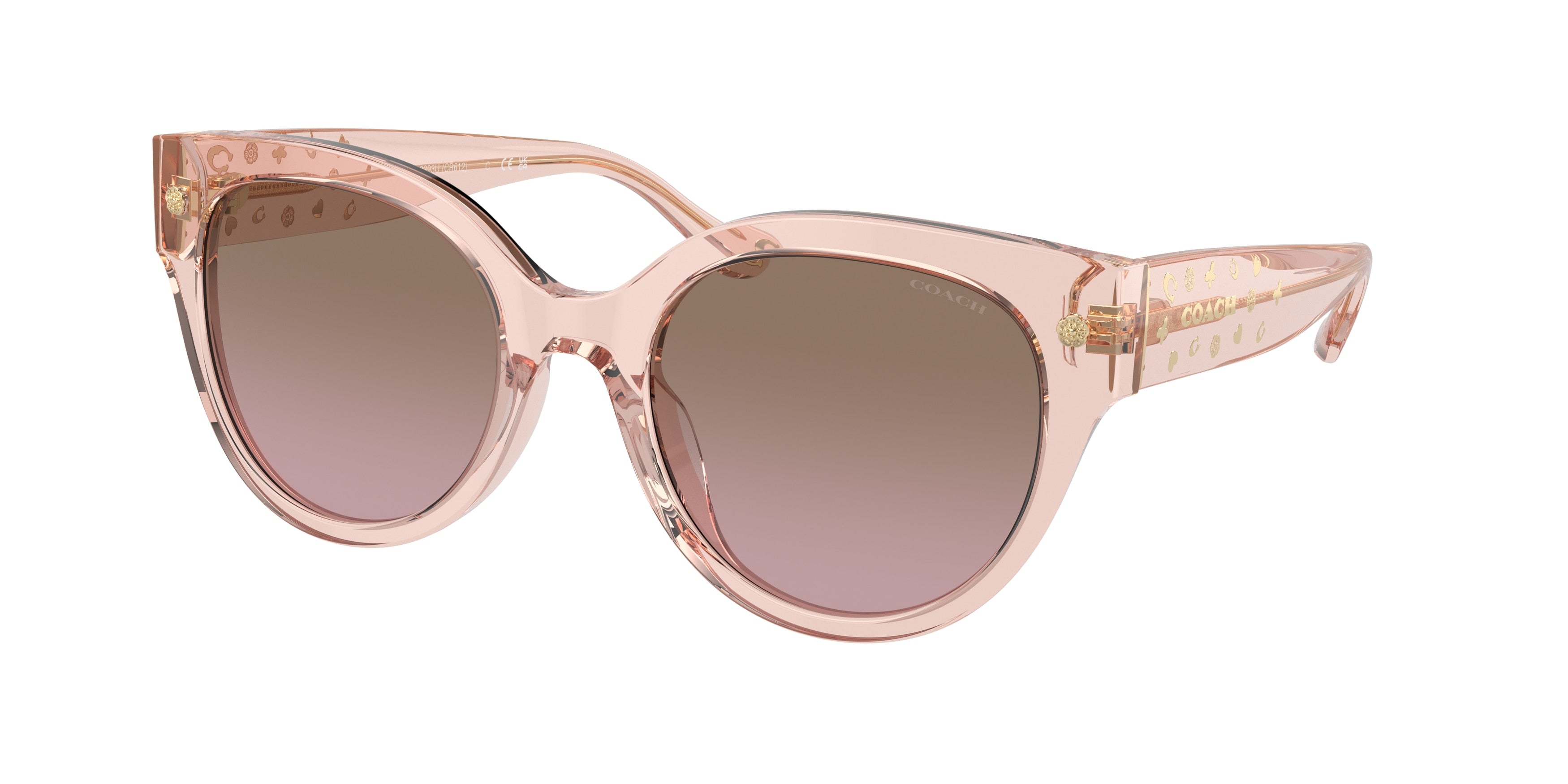 Coach CR612 HC8393U Round Sunglasses  566814-Transparent Dusty Rose 53-140-21 - Color Map Pink