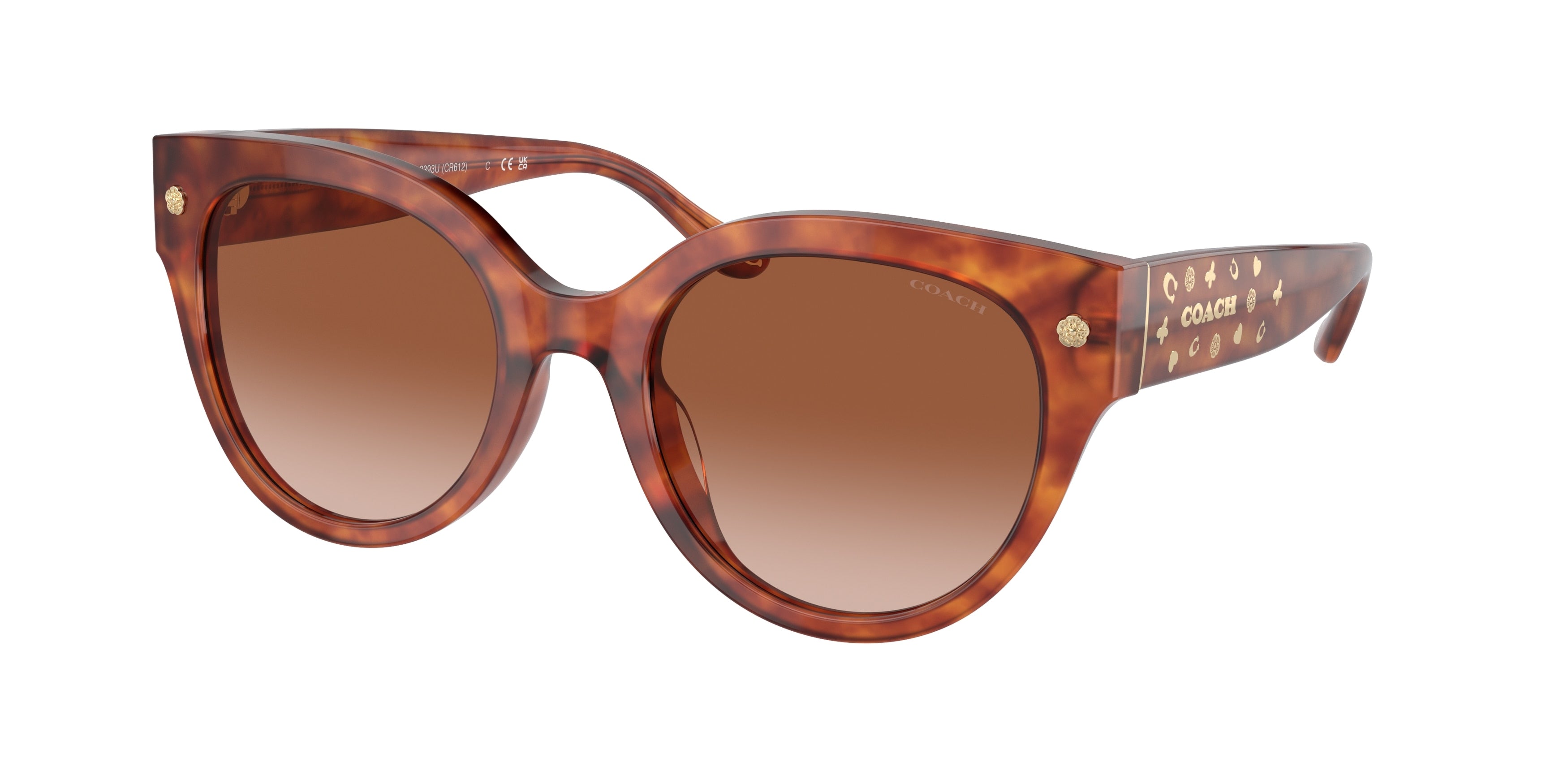 Coach CR612 HC8393U Round Sunglasses  577413-Caramel Tortoise 53-140-21 - Color Map Tortoise