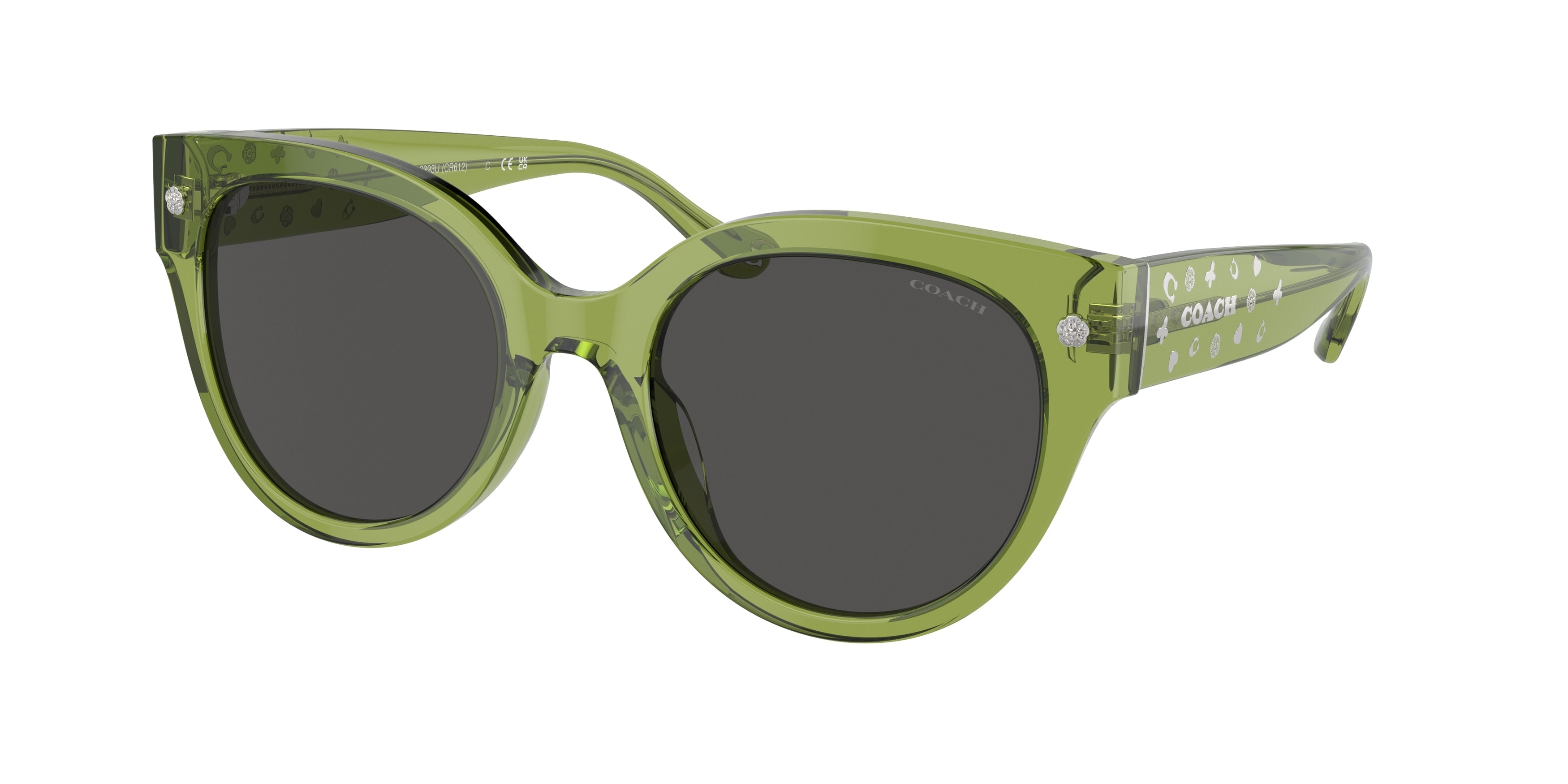 Coach CR612 HC8393U Round Sunglasses  581087-Transparent Key Lime 53-140-21 - Color Map Green