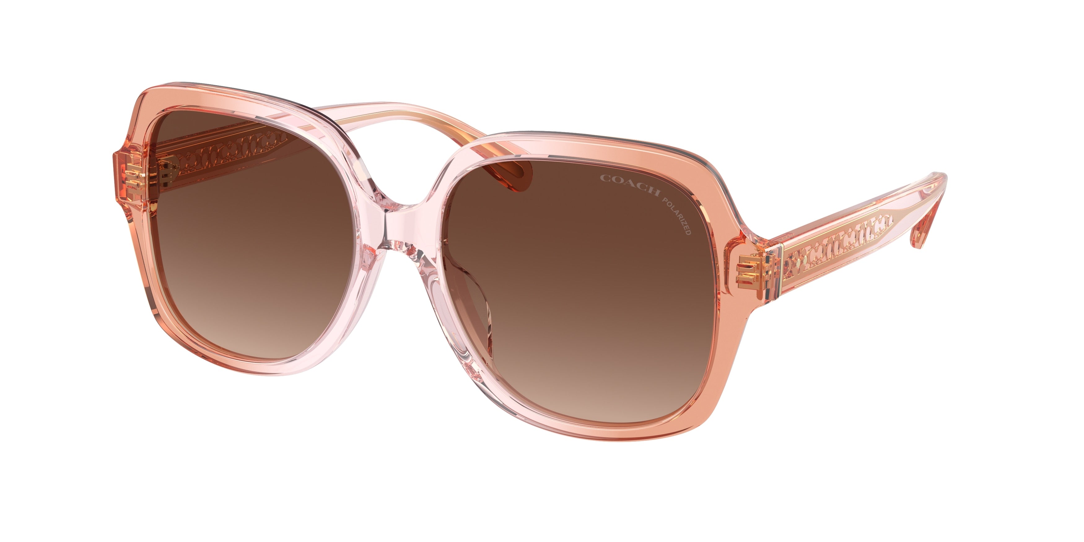 Coach CR614 HC8395U Square Sunglasses  5812T5-Saddle/Dusty Rose Gradient 54-140-17 - Color Map Brown