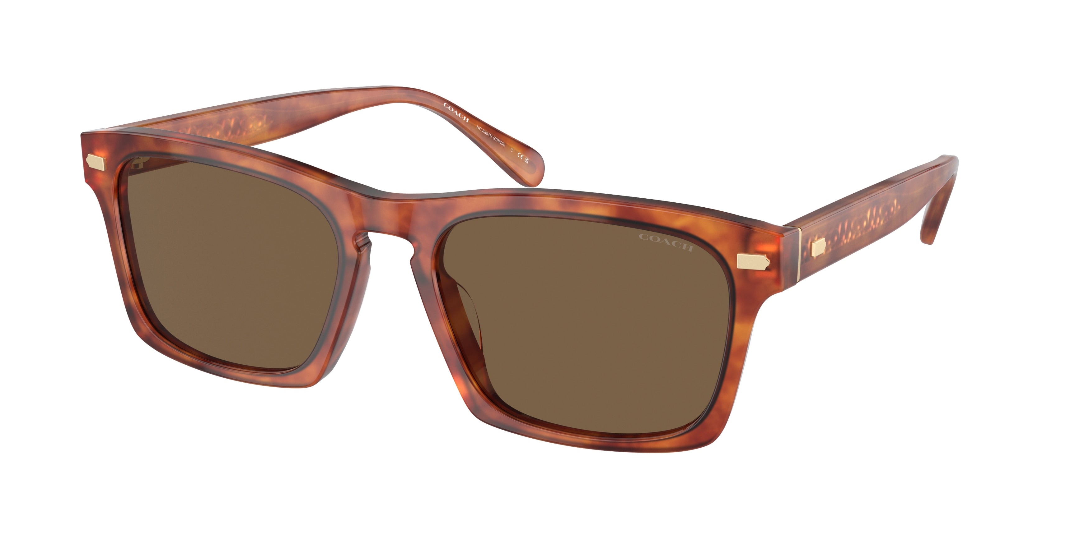 Coach CR628 HC8397U Square Sunglasses  577473-Caramel Tortoise 57-150-19 - Color Map Tortoise