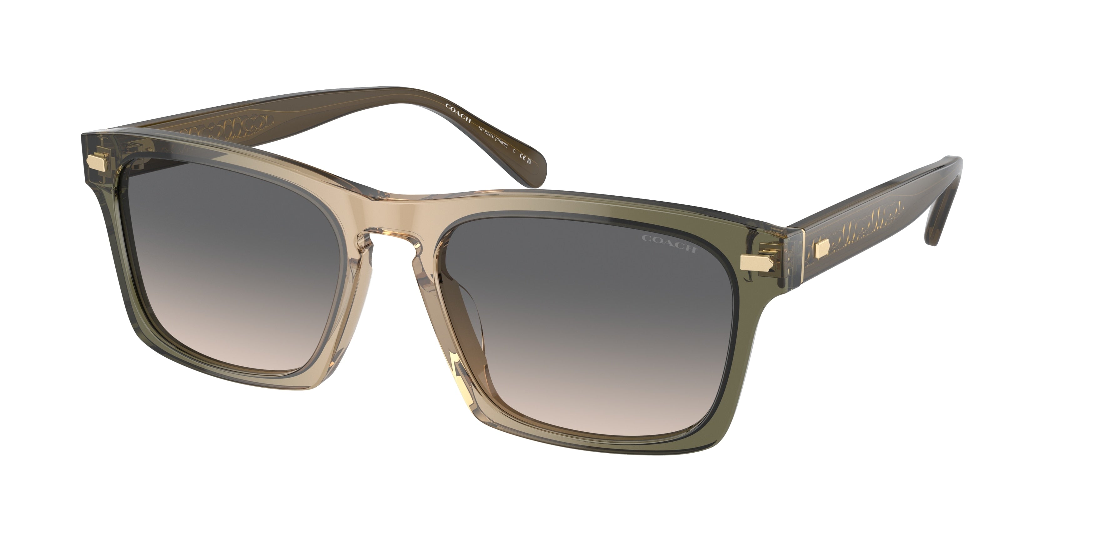 Coach CR628 HC8397U Square Sunglasses  5797G9-Olive Tan Gradient 57-150-19 - Color Map Green