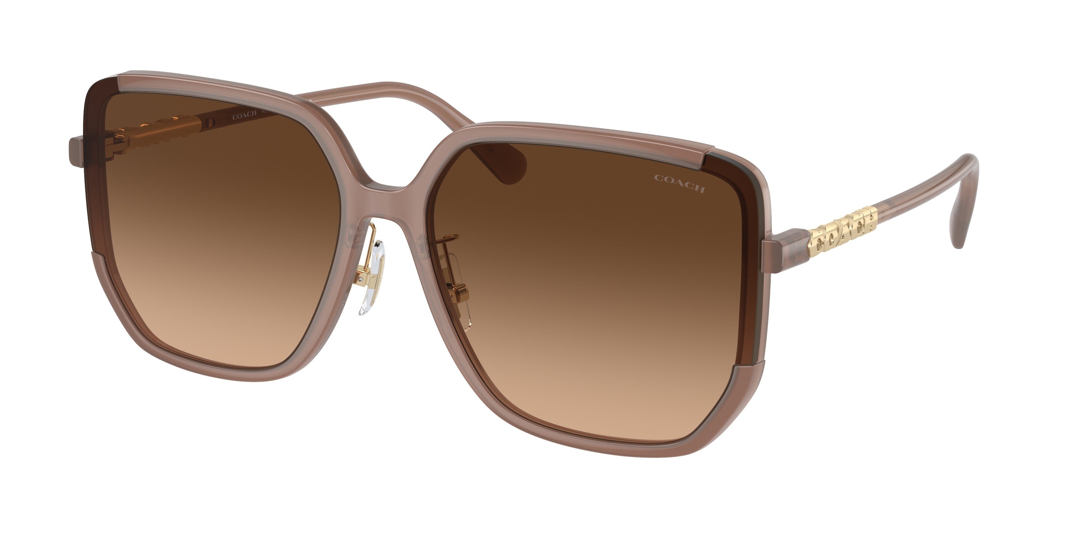 Coach CR635 HC8401D Irregular Sunglasses  580874-Milky Light Brown 64-150-16 - Color Map Brown