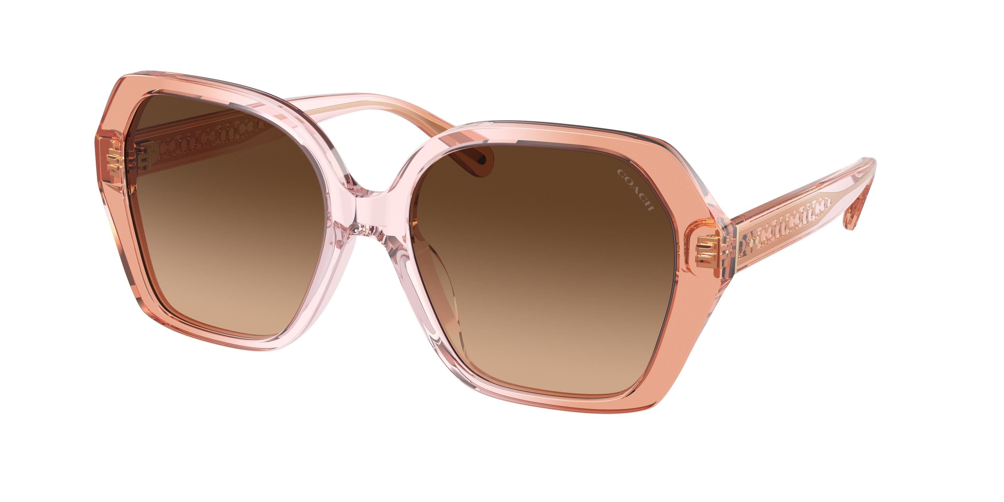 Coach CR615 HC8404U Irregular Sunglasses  581274-Saddle/Dusty Rose Gradient 56-140-18 - Color Map Brown