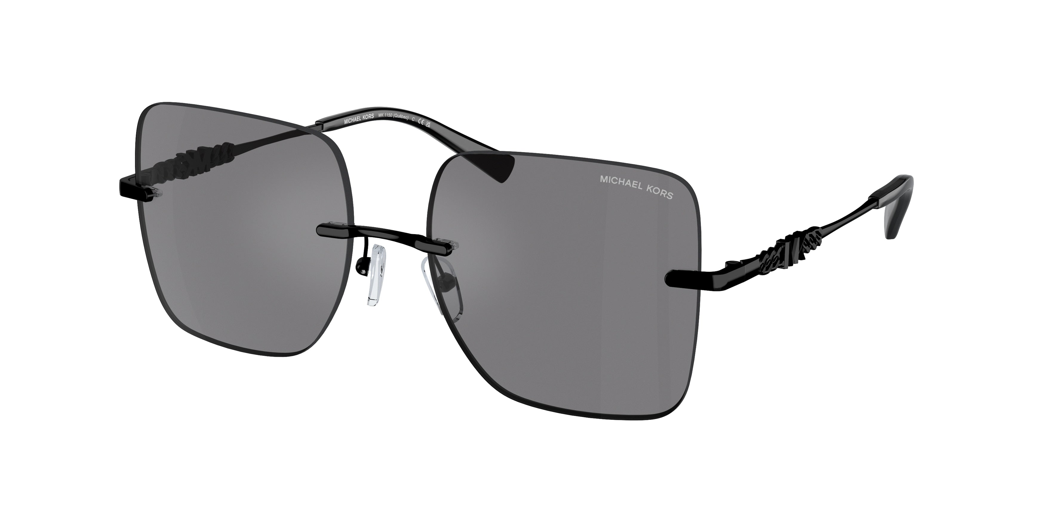 Michael Kors QUéBEC MK1150 Square Sunglasses  1005/1-Grey Solid Back Mirror 55-140-17 - Color Map Grey