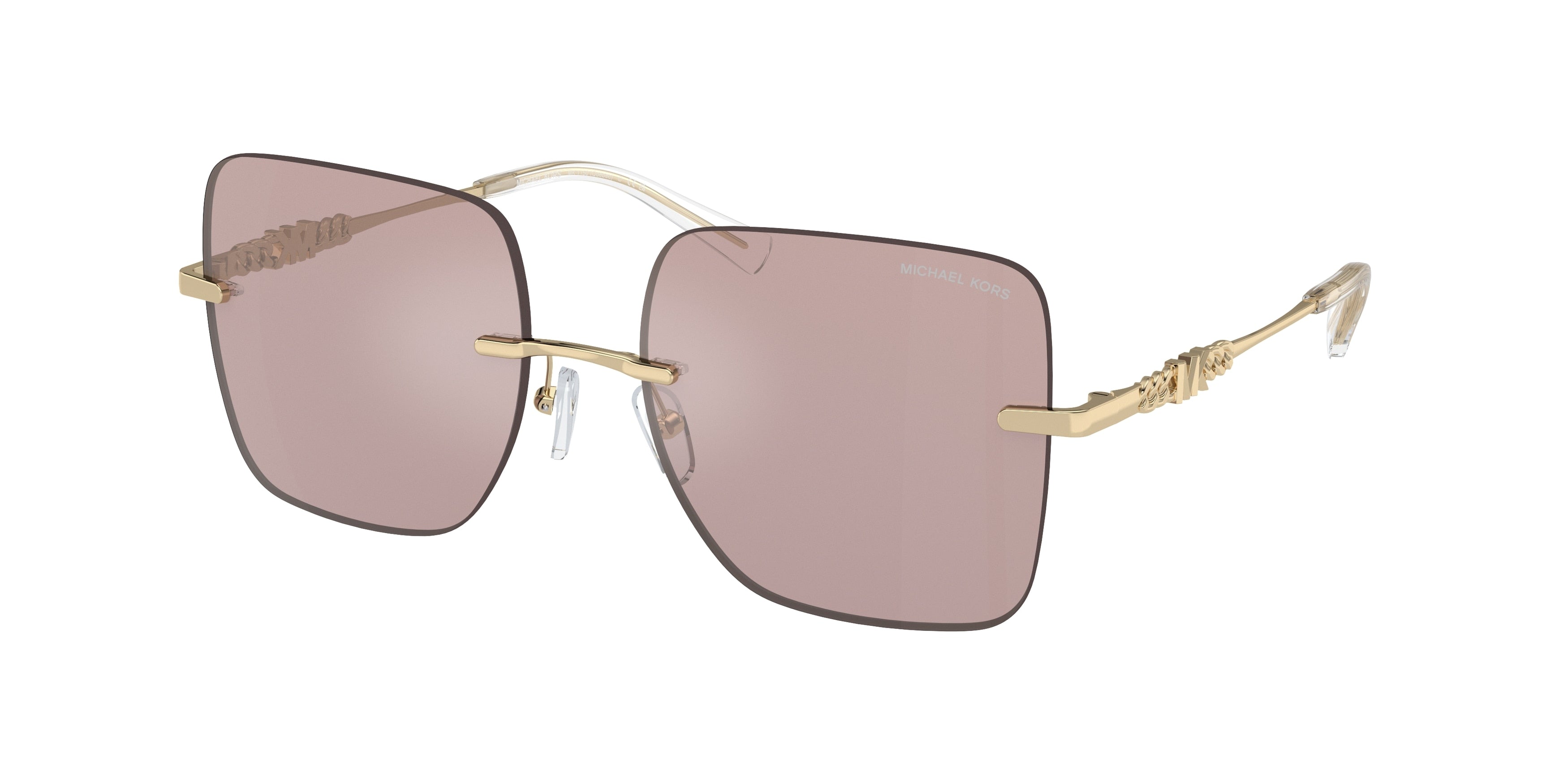 Michael Kors QUéBEC MK1150 Square Sunglasses  1014VS-Pink Solid Back Mirror 55-140-17 - Color Map Pink