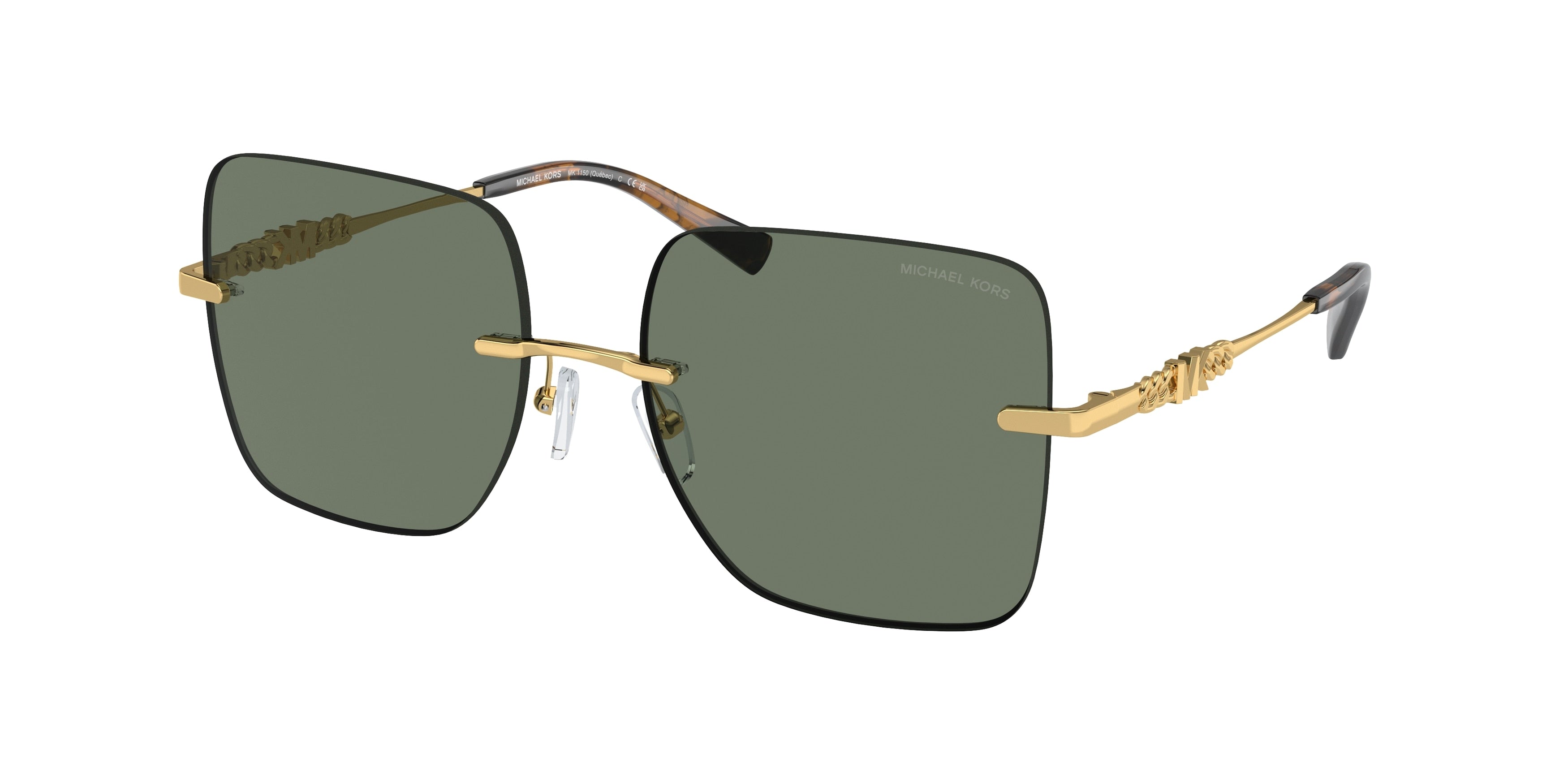 Michael Kors QUéBEC MK1150 Square Sunglasses  18963H-Green Solid 55-140-17 - Color Map Green