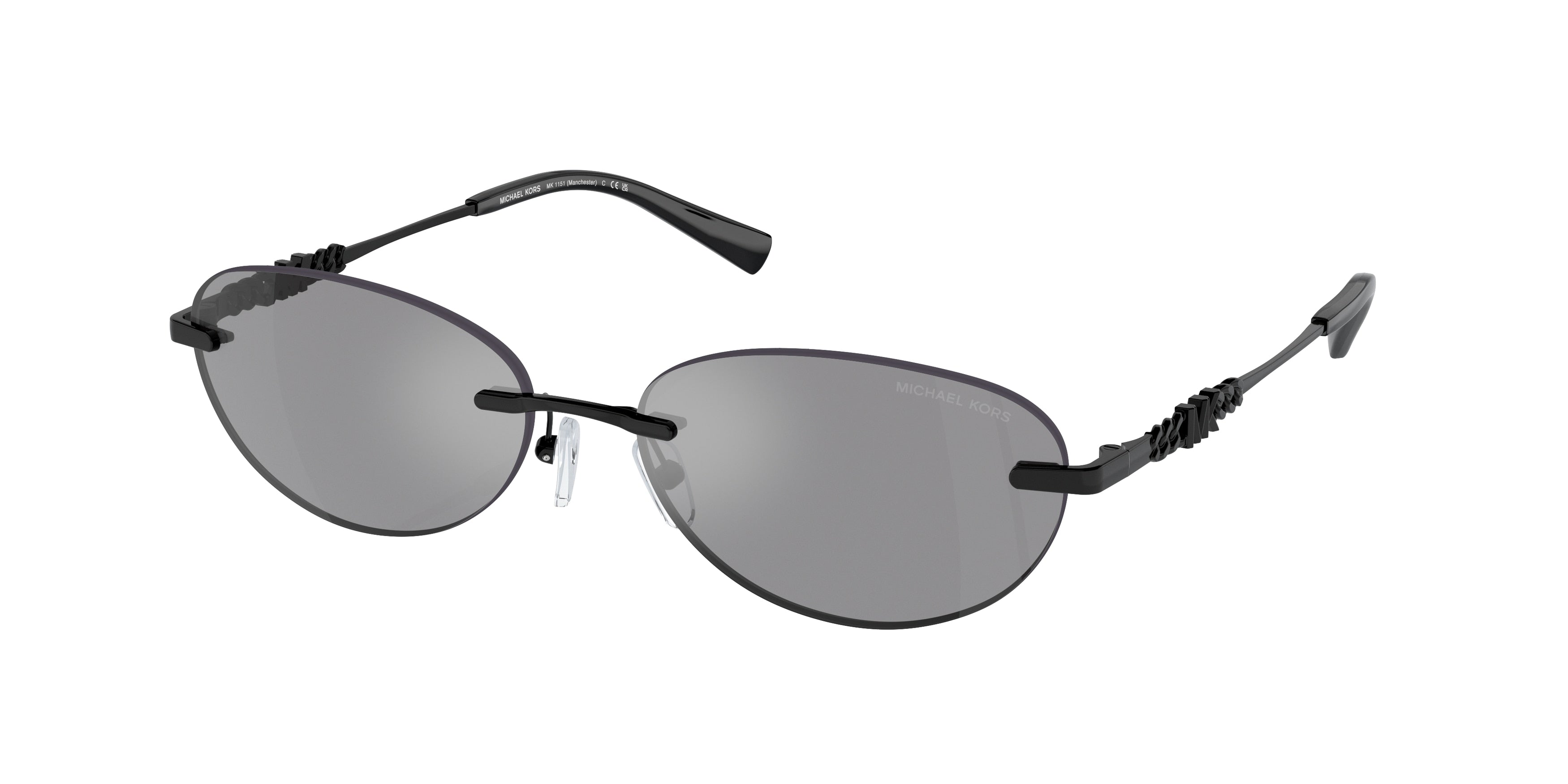 Michael Kors MANCHESTER MK1151 Oval Sunglasses  1005/1-Grey Solid Back Mirror 58-140-16 - Color Map Grey