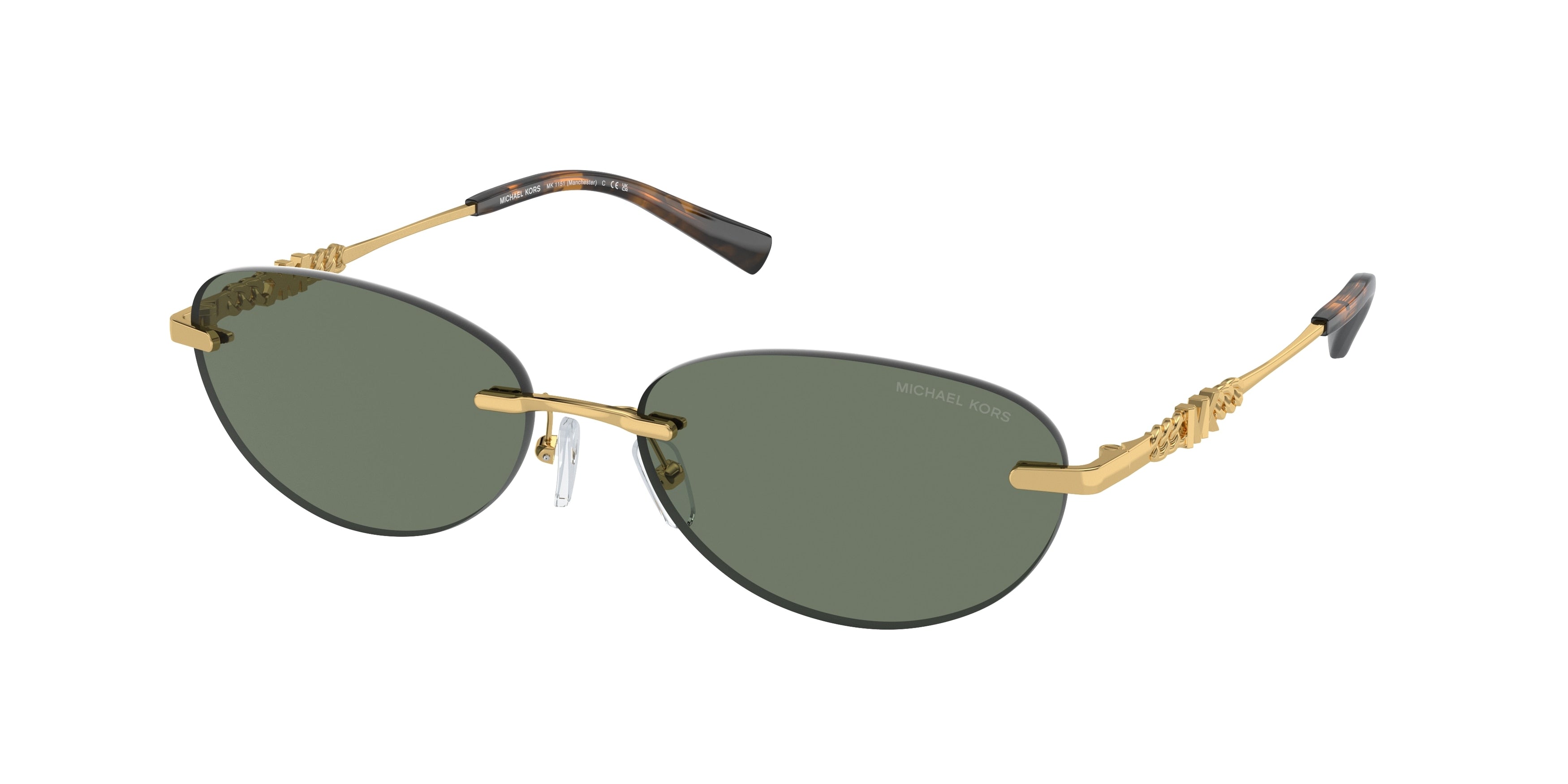 Michael Kors MANCHESTER MK1151 Oval Sunglasses  18963H-Green Solid 58-140-16 - Color Map Green