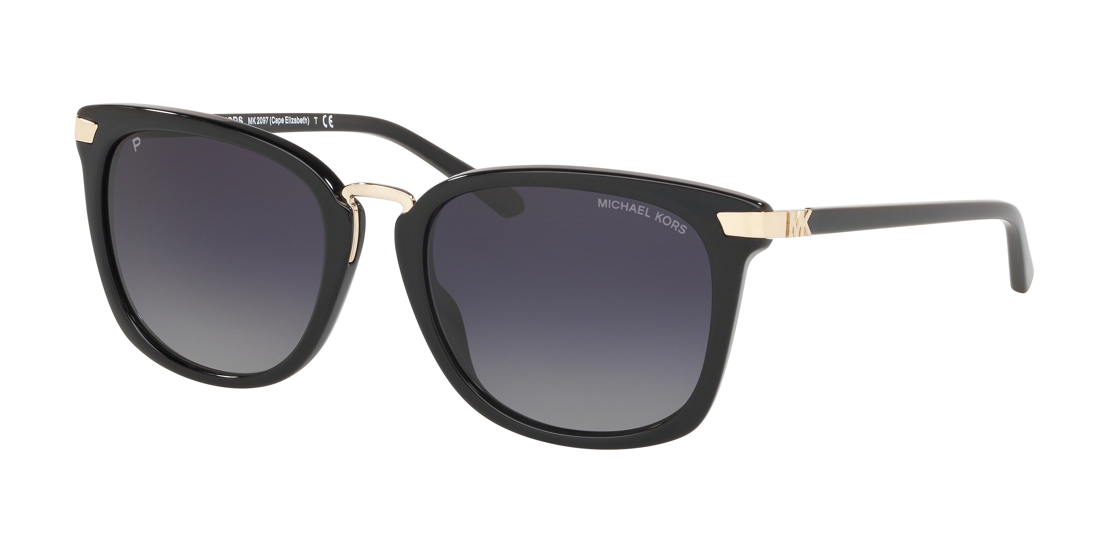 Michael Kors CAPE ELIZABETH MK2097 Square Sunglasses  3005T3-Black 54-140-19 - Color Map Black