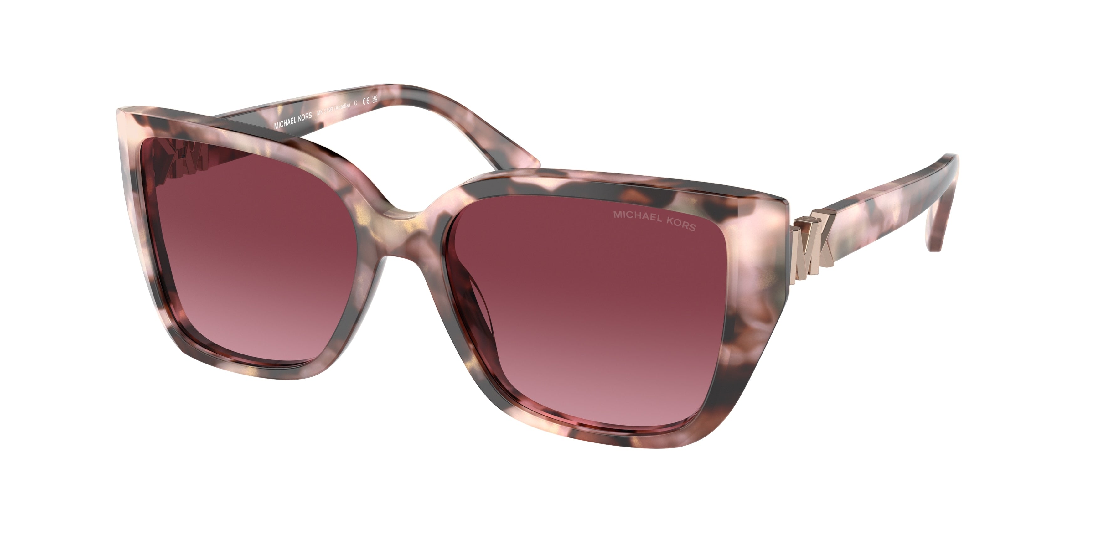 Michael Kors ACADIA MK2199 Rectangle Sunglasses  39468H-Pink Pearlized Tortoise 55-135-17 - Color Map Pink