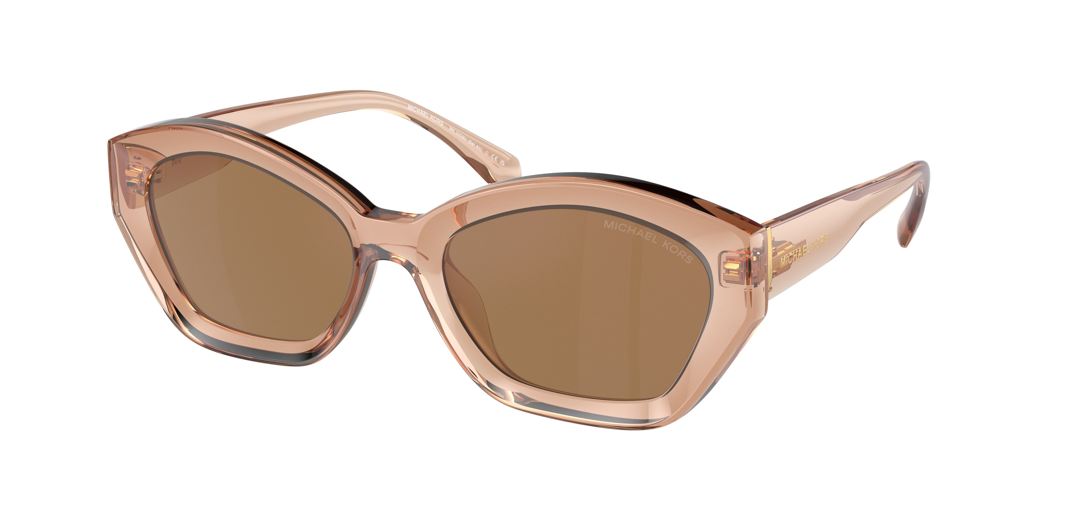 Michael Kors BEL AIR MK2209U Irregular Sunglasses  3999/O-Brown Transparent 54-140-18 - Color Map Brown