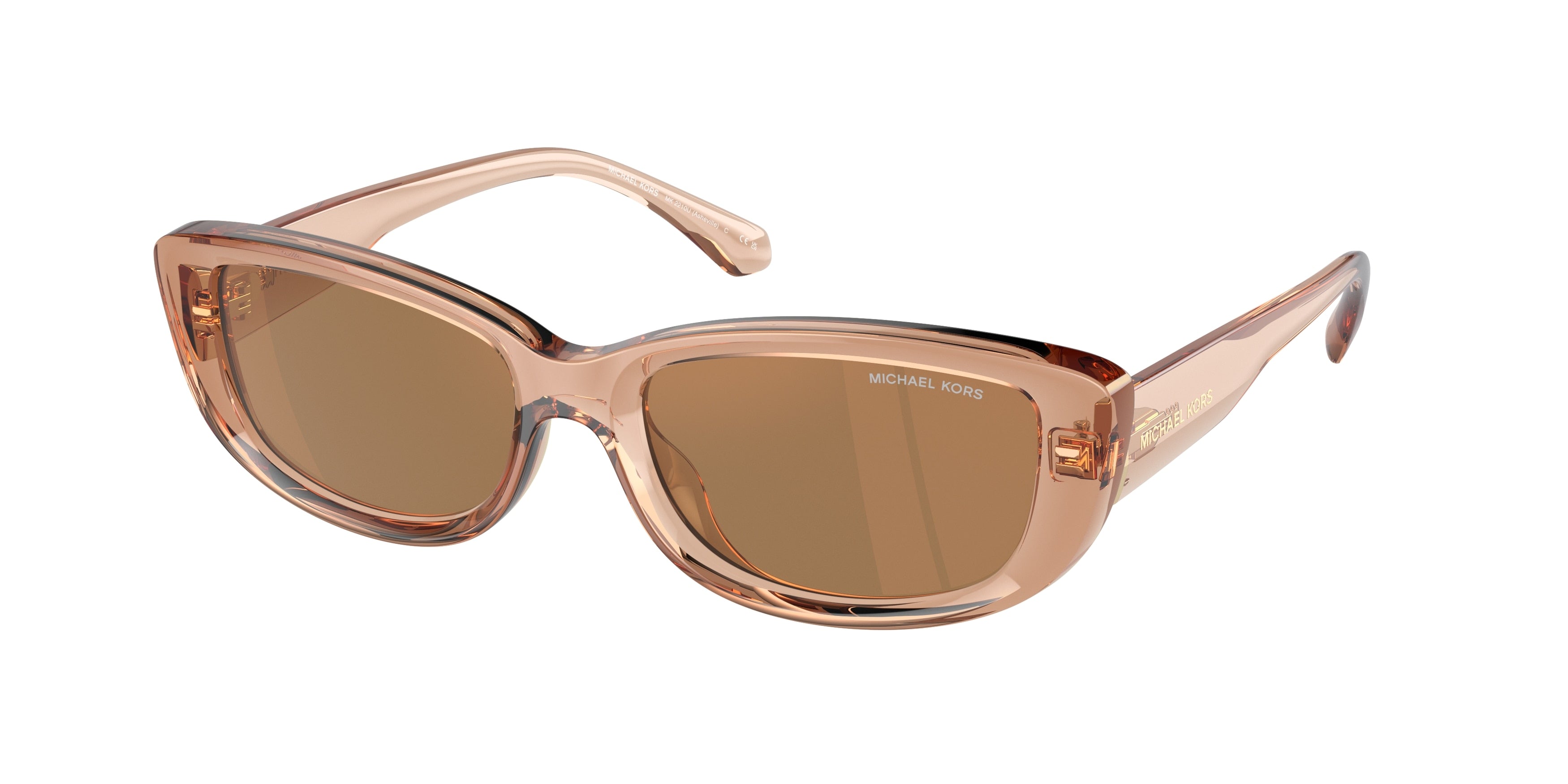 Michael Kors ASHEVILLE MK2210U Rectangle Sunglasses  3999/O-Brown Transparent 54-140-17 - Color Map Brown