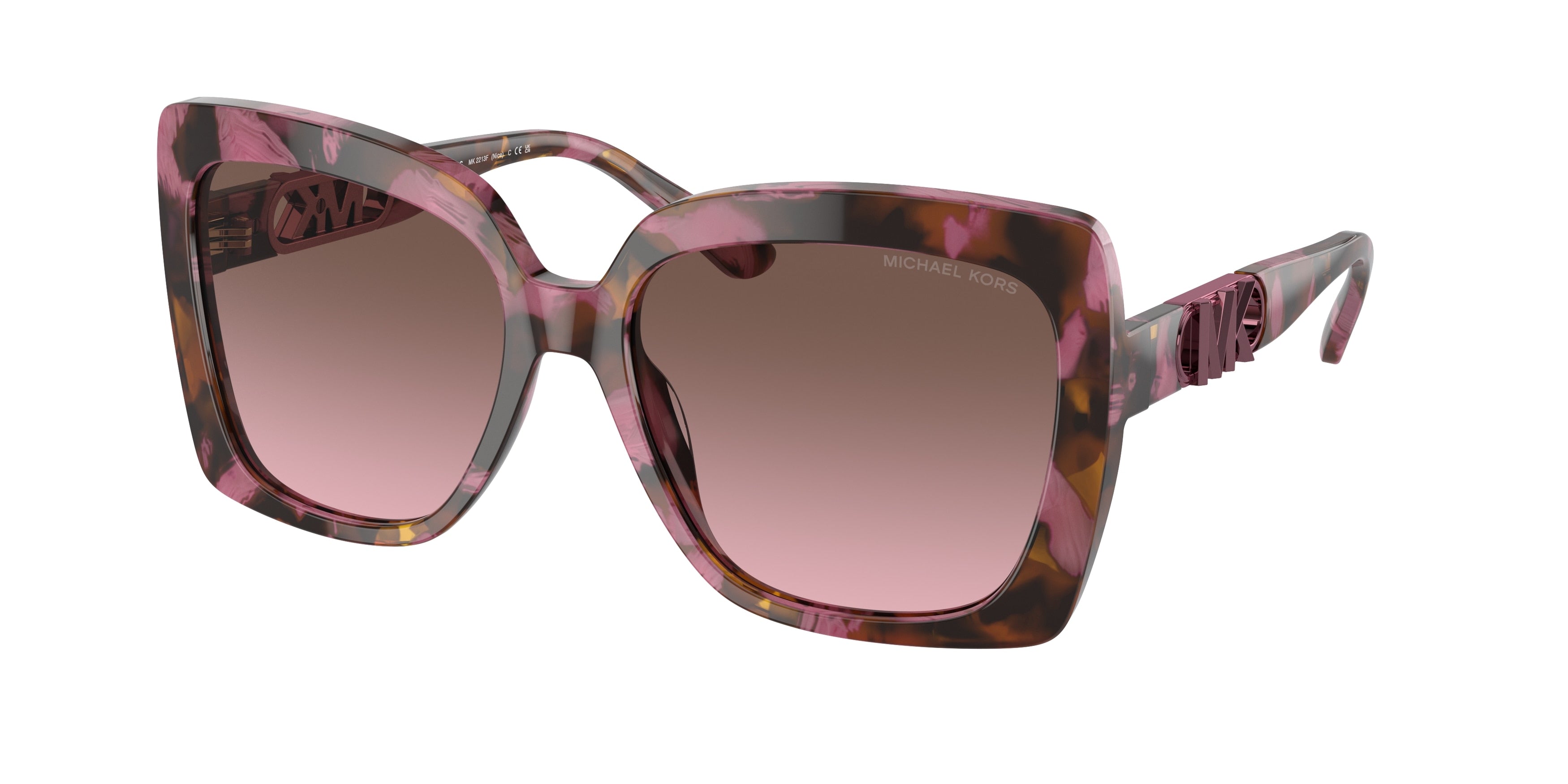 Michael Kors NICE MK2213F Square Sunglasses  39989T-Plum Graphic Tortoise 58-145-17 - Color Map Tortoise