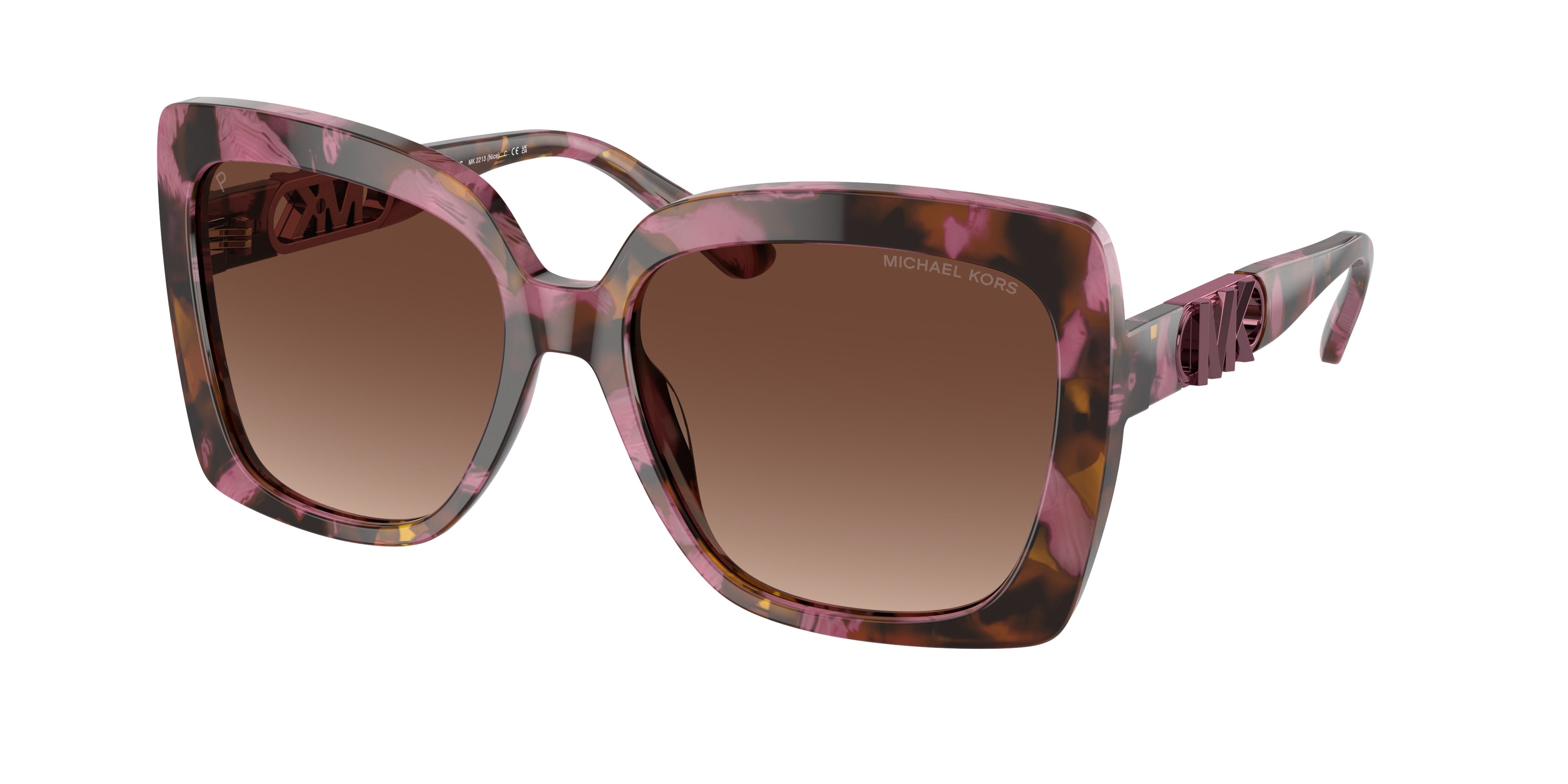 Michael Kors NICE MK2213 Square Sunglasses  3998T5-Plum Graphic Tortoise 57-140-17 - Color Map Tortoise