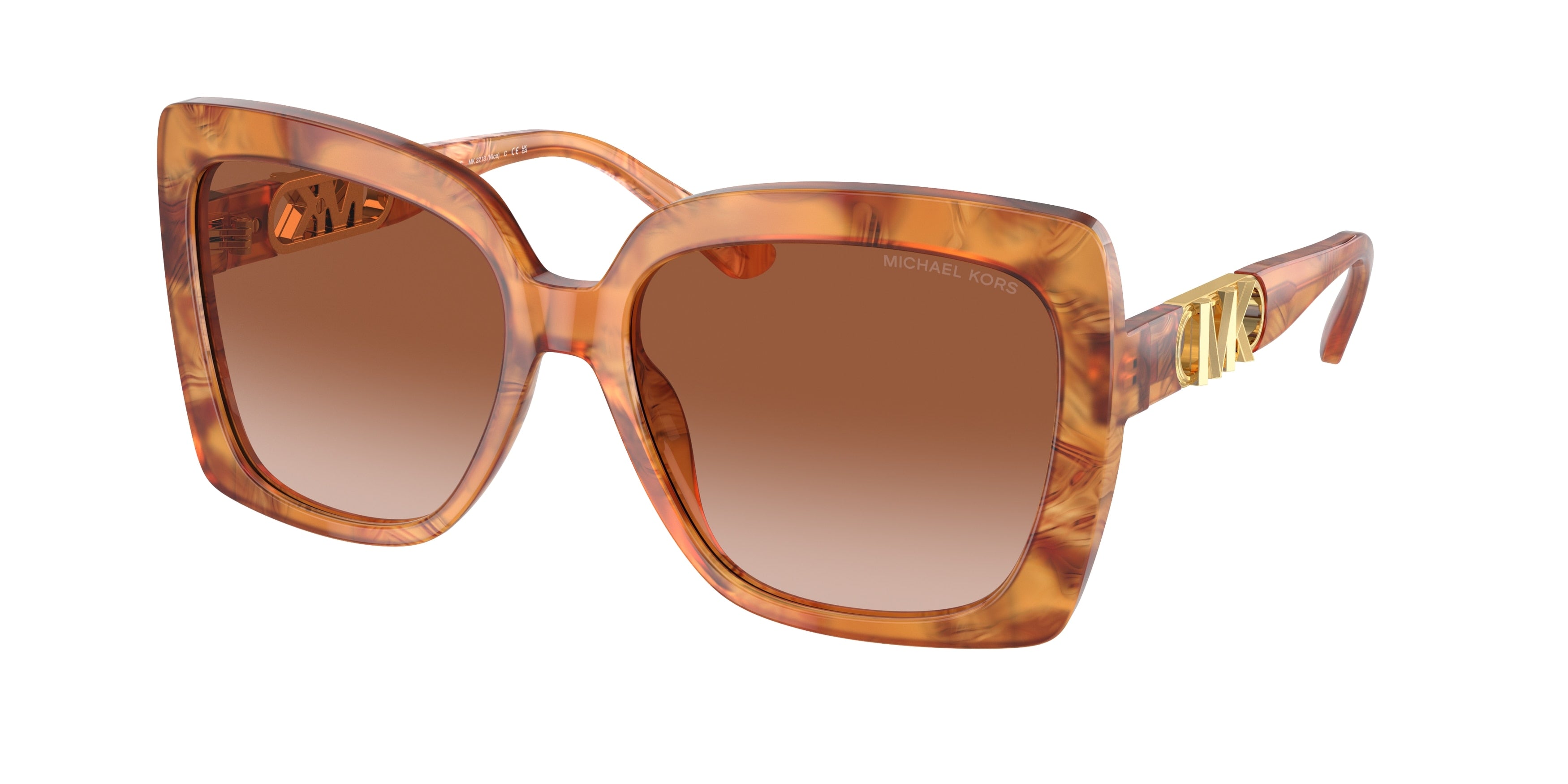 Michael Kors NICE MK2213 Square Sunglasses  399913-Amber Graphic Tortoise 57-140-17 - Color Map Brown