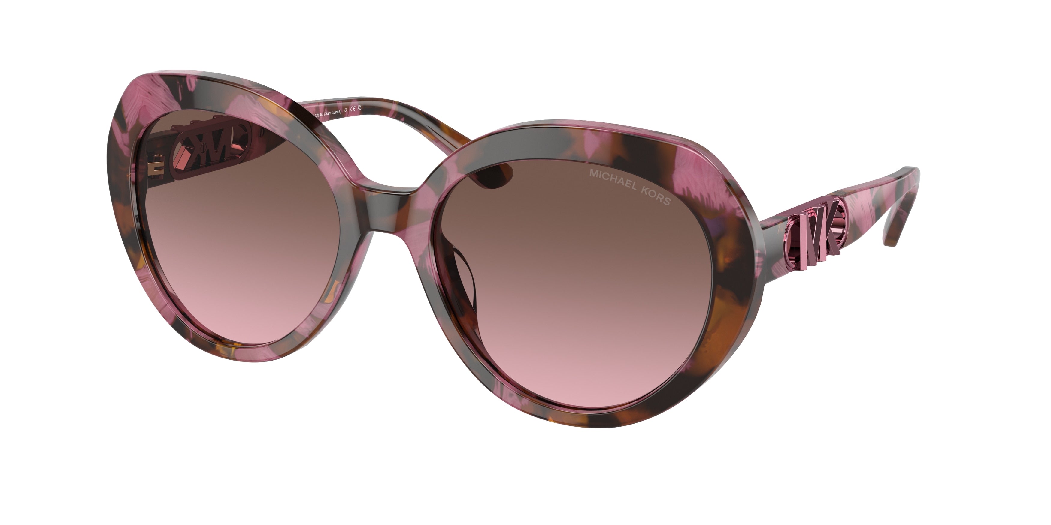 Michael Kors SAN LUCAS MK2214U Round Sunglasses  39989T-Plum Graphic Tortoise 56-140-19 - Color Map Tortoise