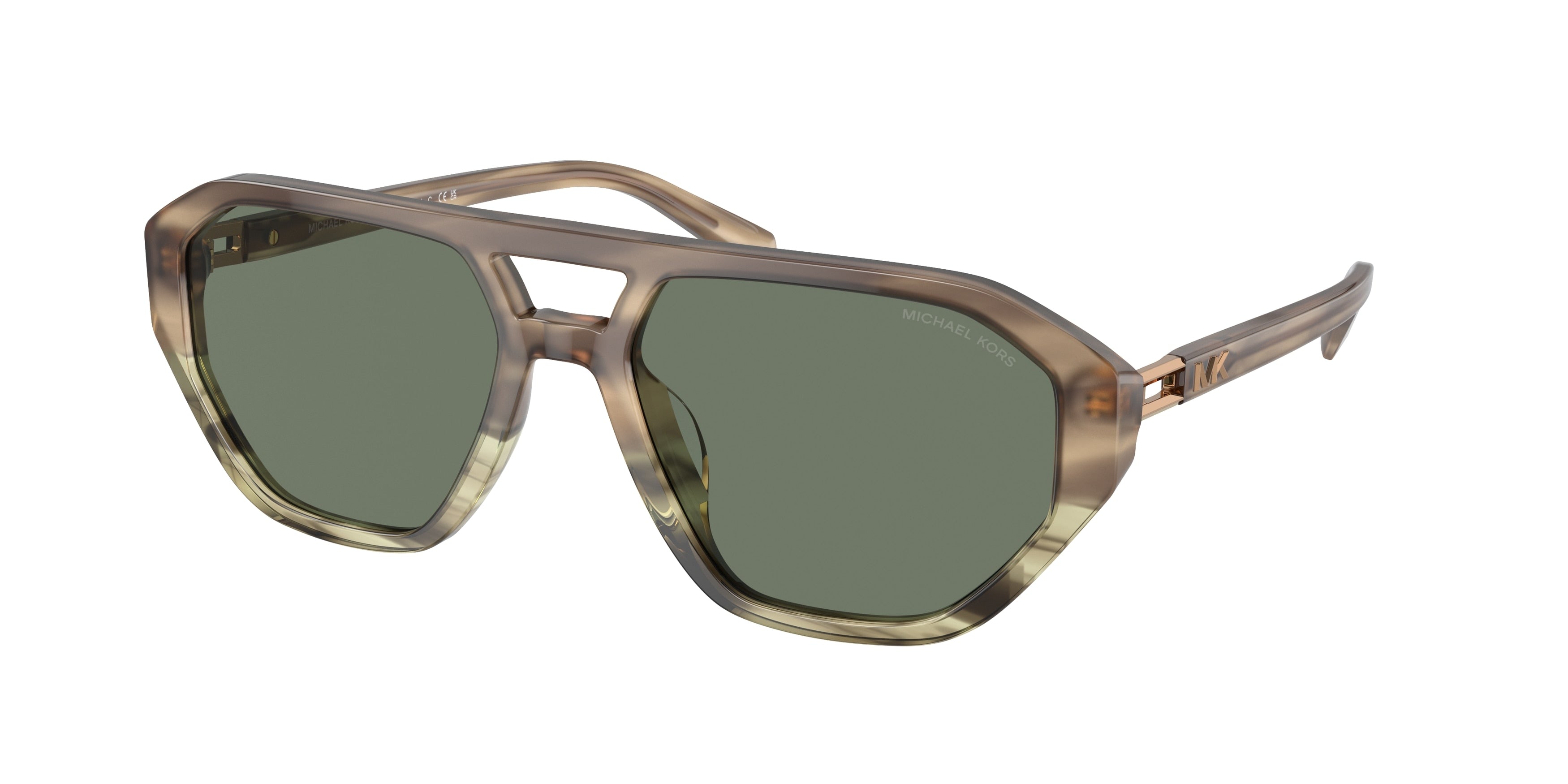 Michael Kors ZURICH MK2219U Pilot Sunglasses  39633H-Olive Tortoise 57-145-18 - Color Map Green