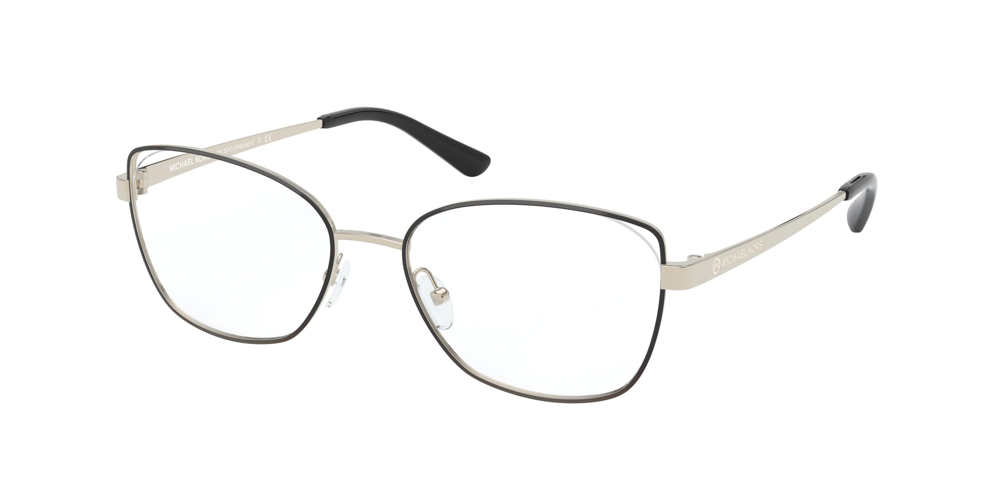 Michael Kors ANACAPRI MK3043 Square Eyeglasses  1014-Light Gold/Black 52-140-17 - Color Map Gold