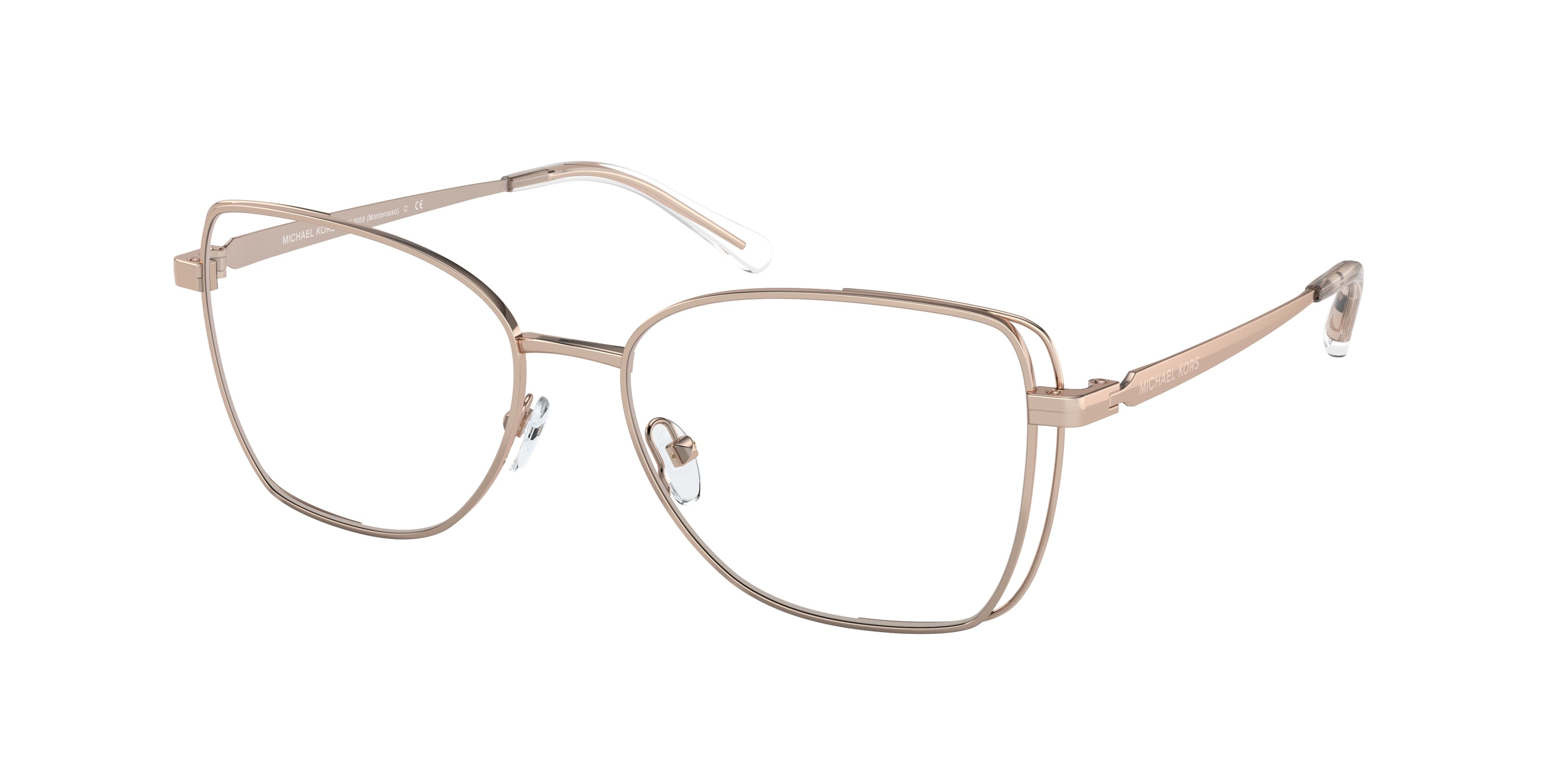 Michael Kors MONTEROSSO MK3059 Square Eyeglasses  1108-Rose Gold 54-140-16 - Color Map Gold