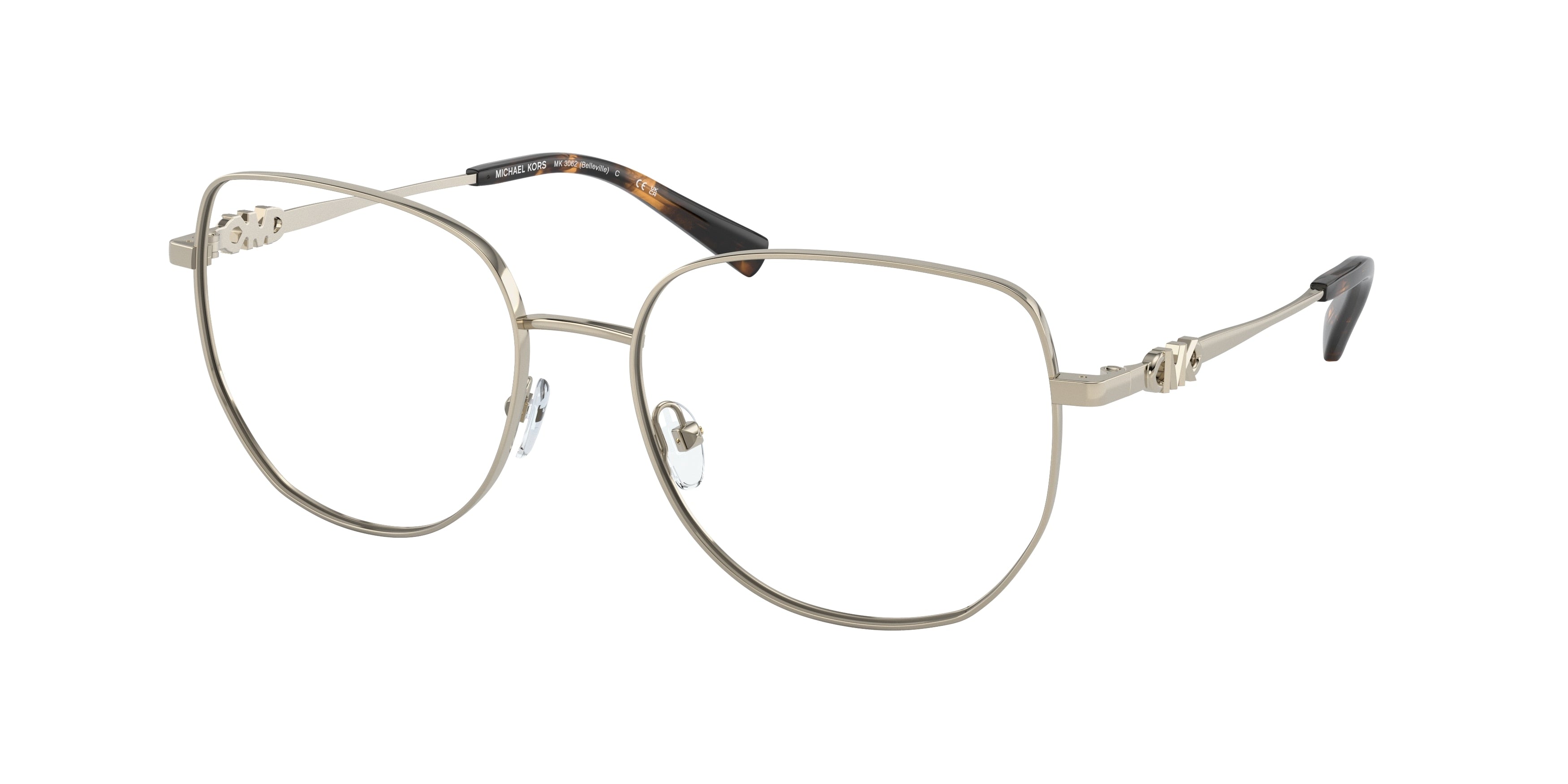 Michael Kors BELLEVILLE MK3062 Square Eyeglasses  1014-Light Gold 54-140-17 - Color Map Gold