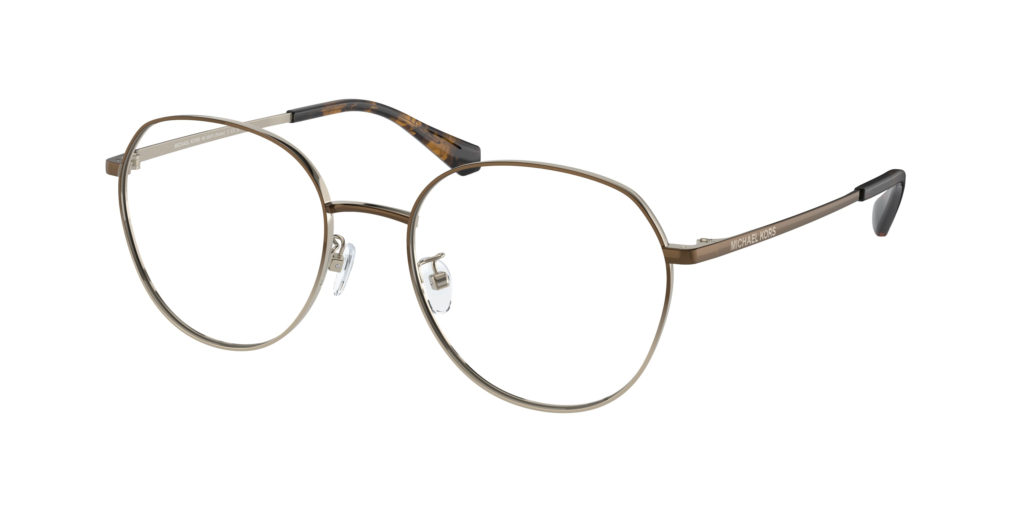 Michael Kors BHUTAN MK3067D Round Eyeglasses  1014-Brown Light Gold Gradient 54-145-19 - Color Map Brown