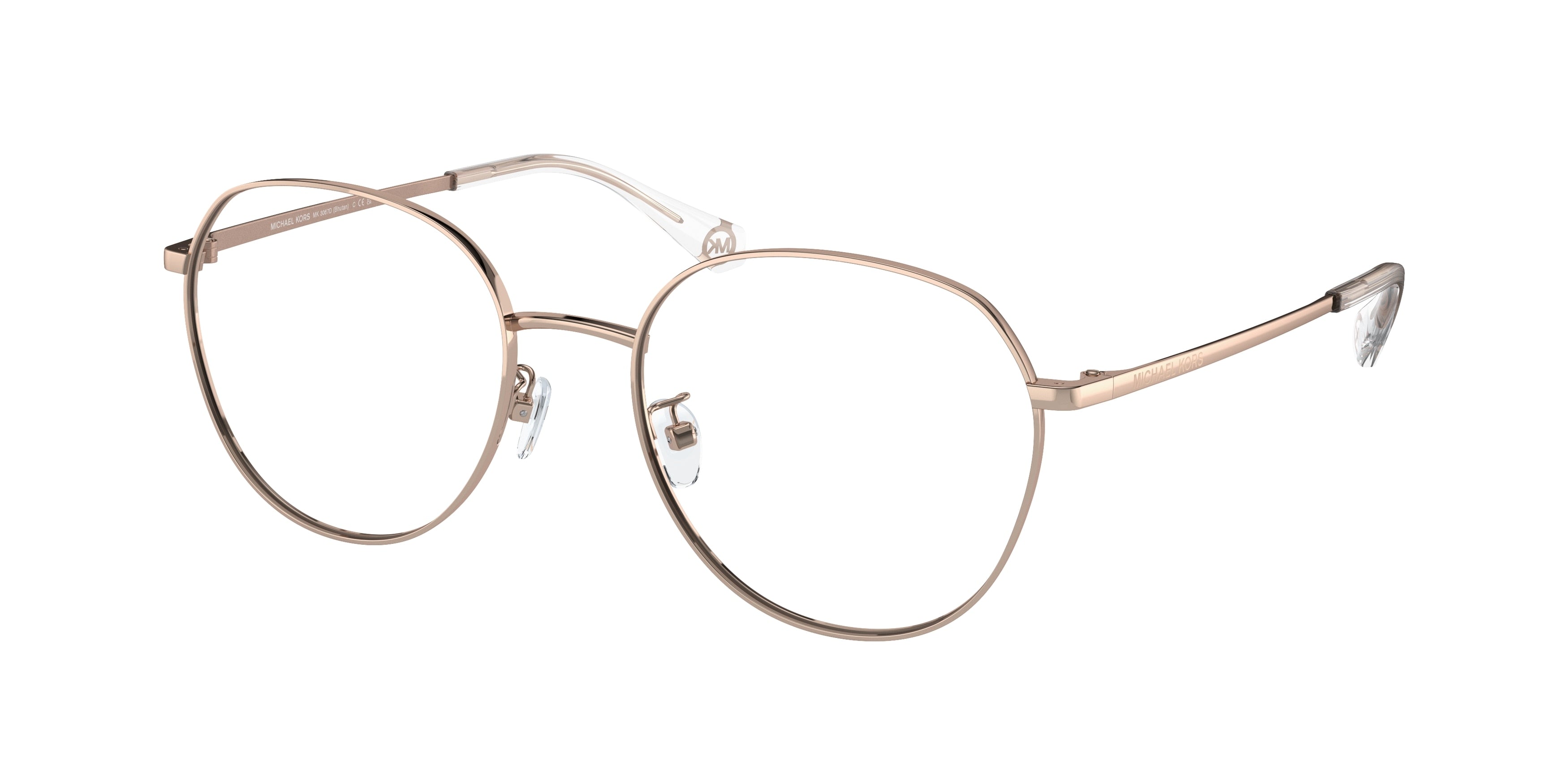 Michael Kors BHUTAN MK3067D Round Eyeglasses  1108-Rose Gold 54-145-19 - Color Map Gold