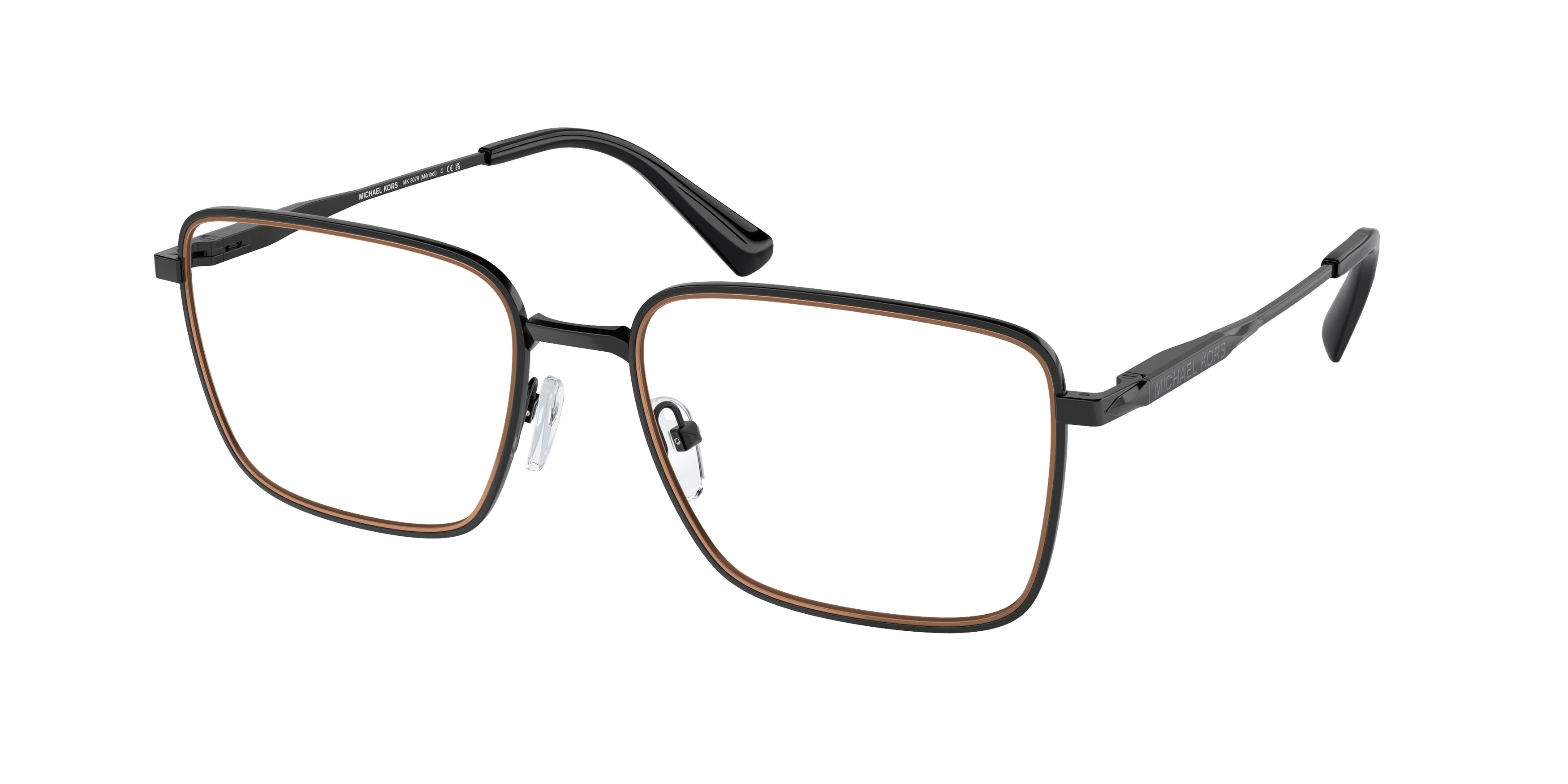 Michael Kors MéRIBEL MK3079 Rectangle Eyeglasses  1005-Shiny Black 56-145-18 - Color Map Black